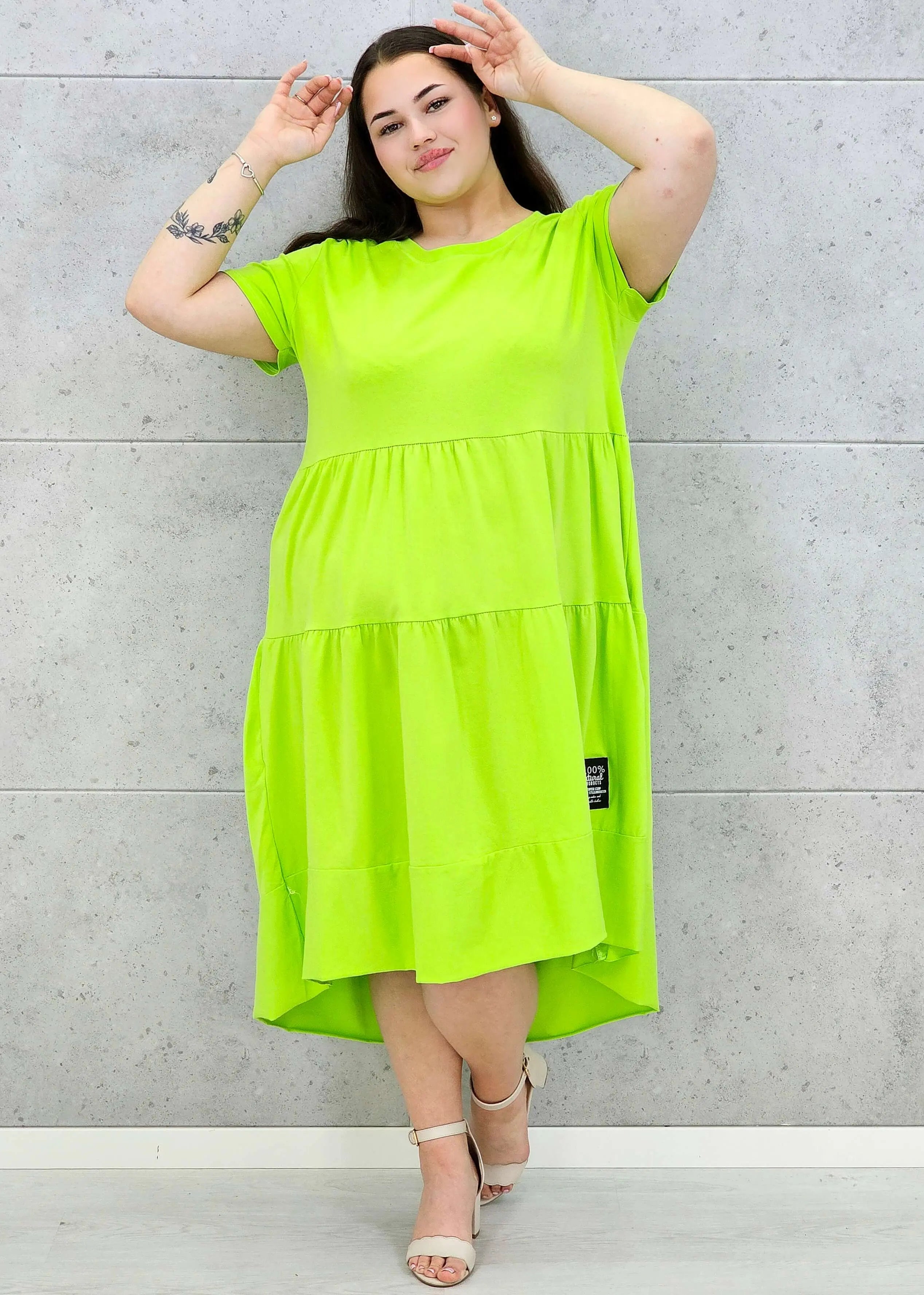 Sukienka Midi z Krótkim Rękawem Stylowa XL