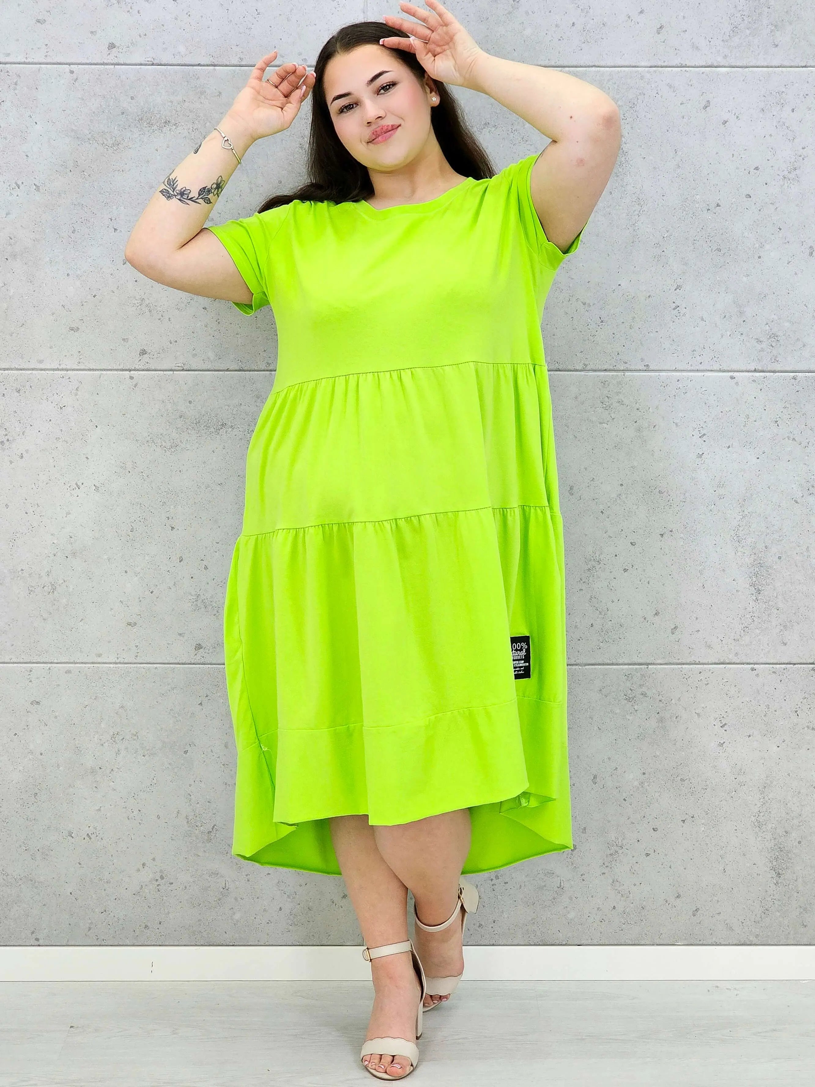 Sukienka Midi z Krótkim Rękawem Stylowa XL