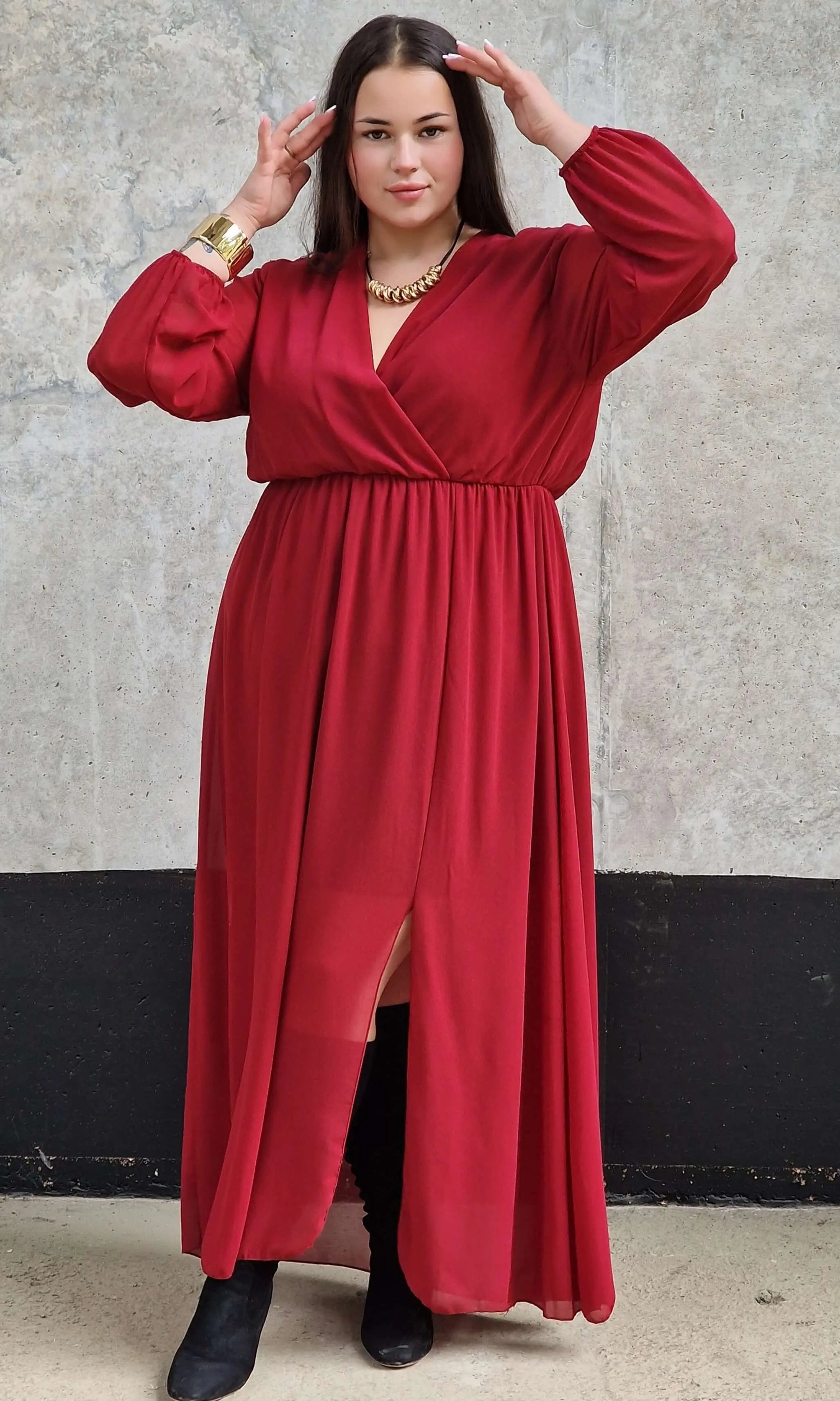 Sukienka Pełna Elegancji - czerwona Stylowa XL