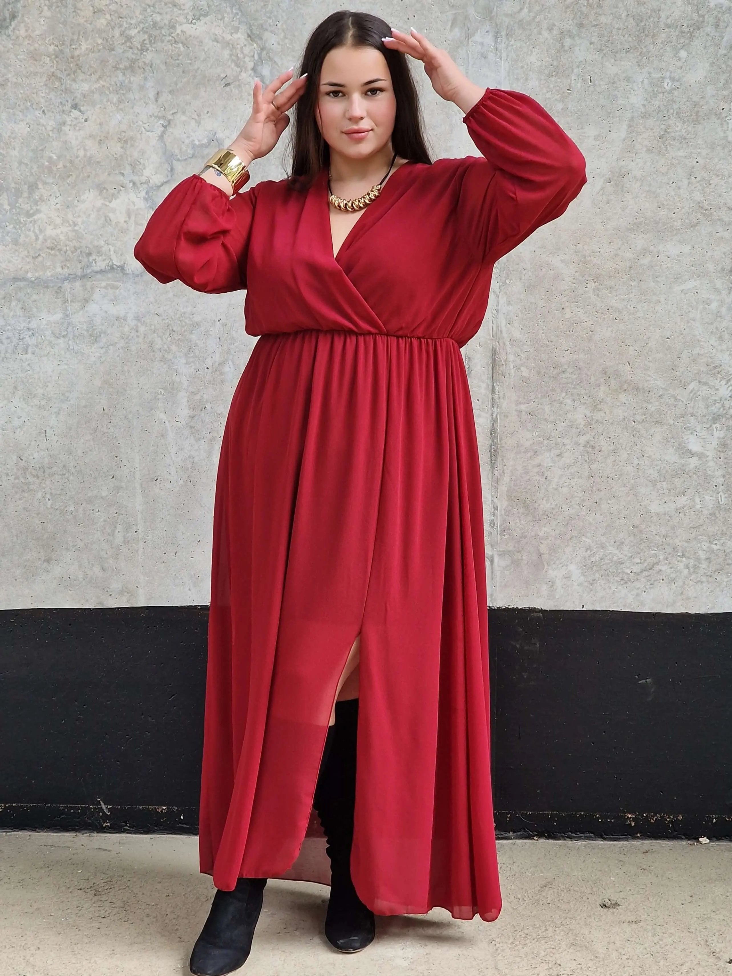 Sukienka Pełna Elegancji - czerwona Stylowa XL