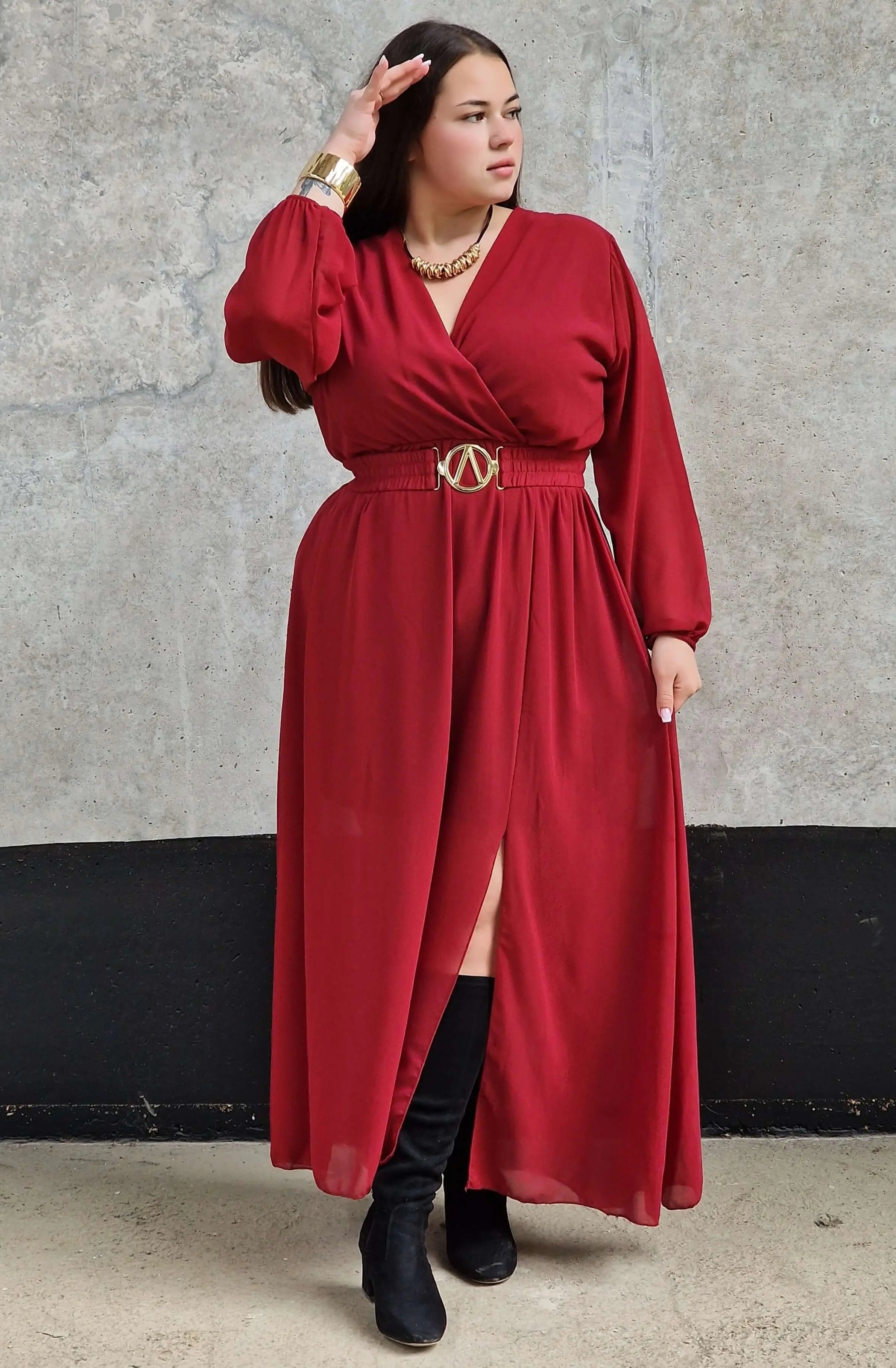 Sukienka Pełna Elegancji - czerwona Stylowa XL