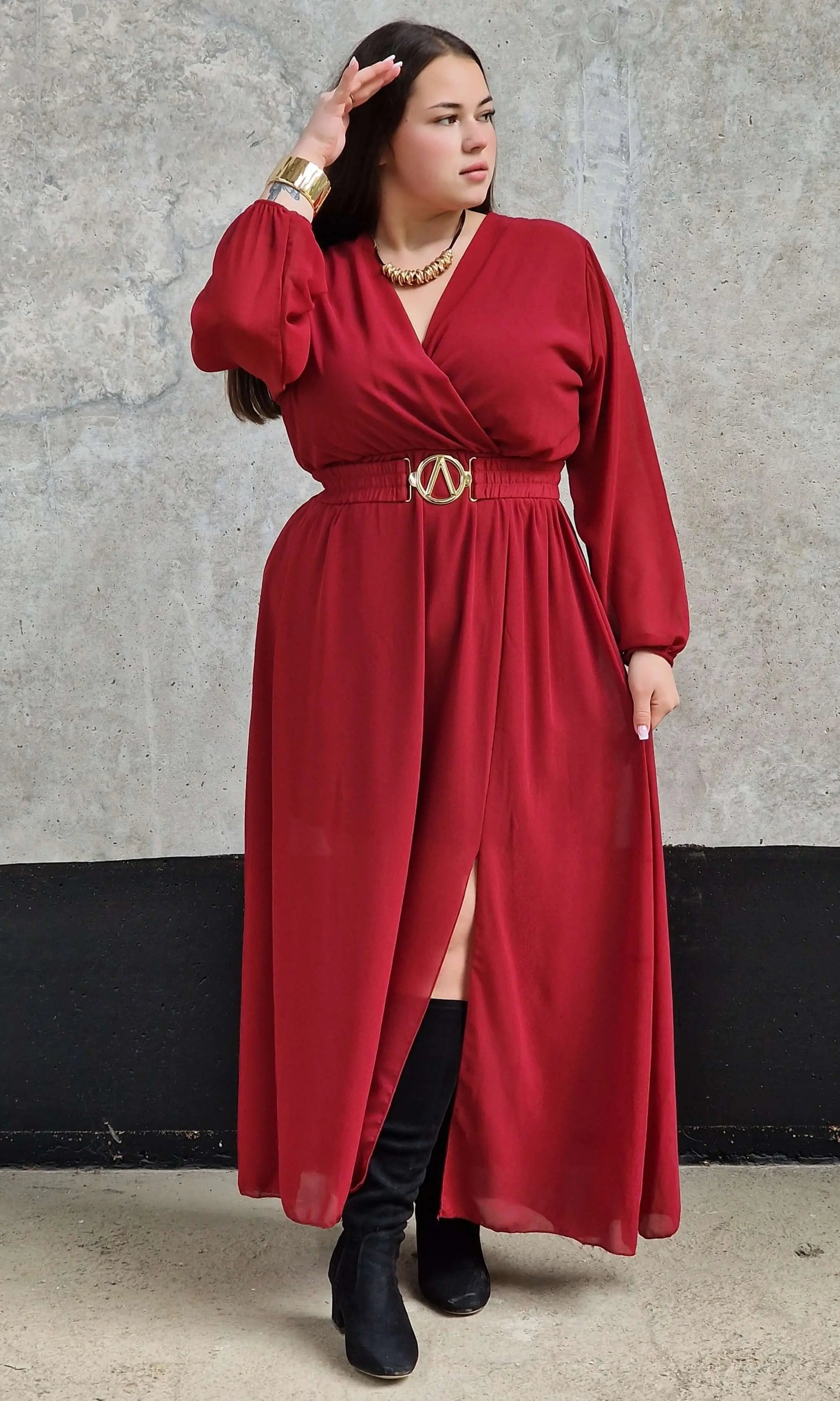 Sukienka Pełna Elegancji - czerwona Stylowa XL