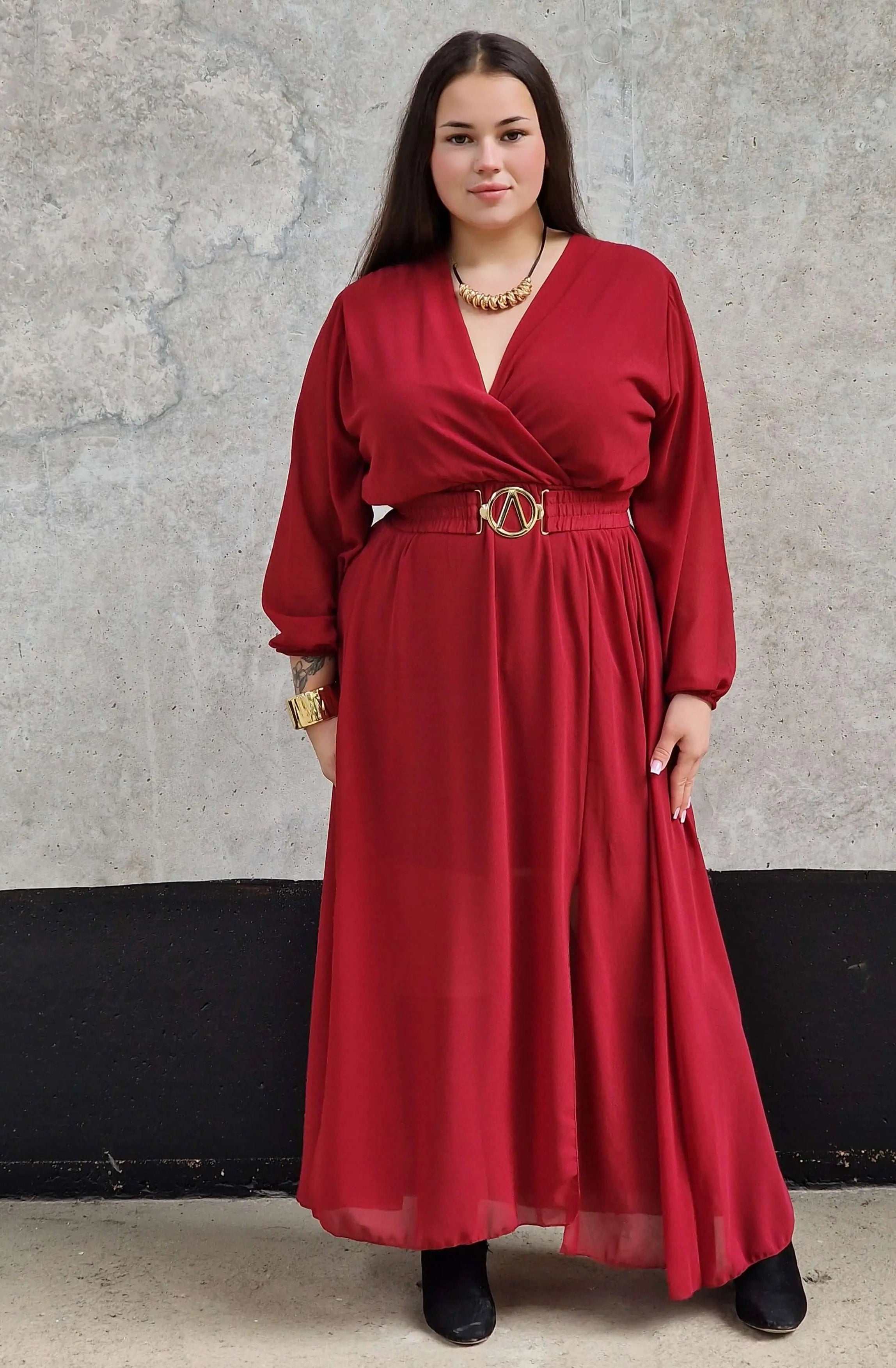 Sukienka Pełna Elegancji - czerwona Stylowa XL