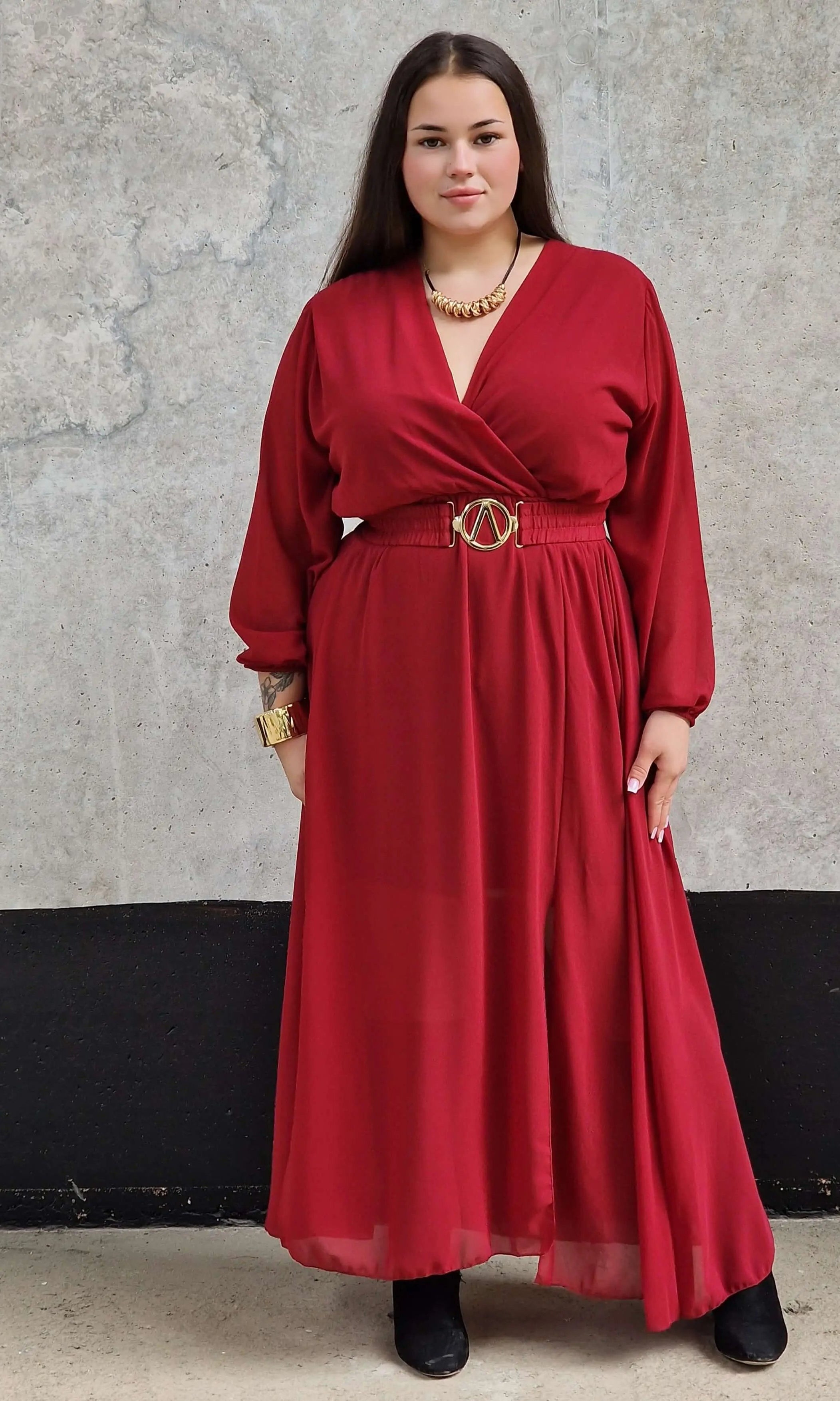 Sukienka Pełna Elegancji - czerwona Stylowa XL