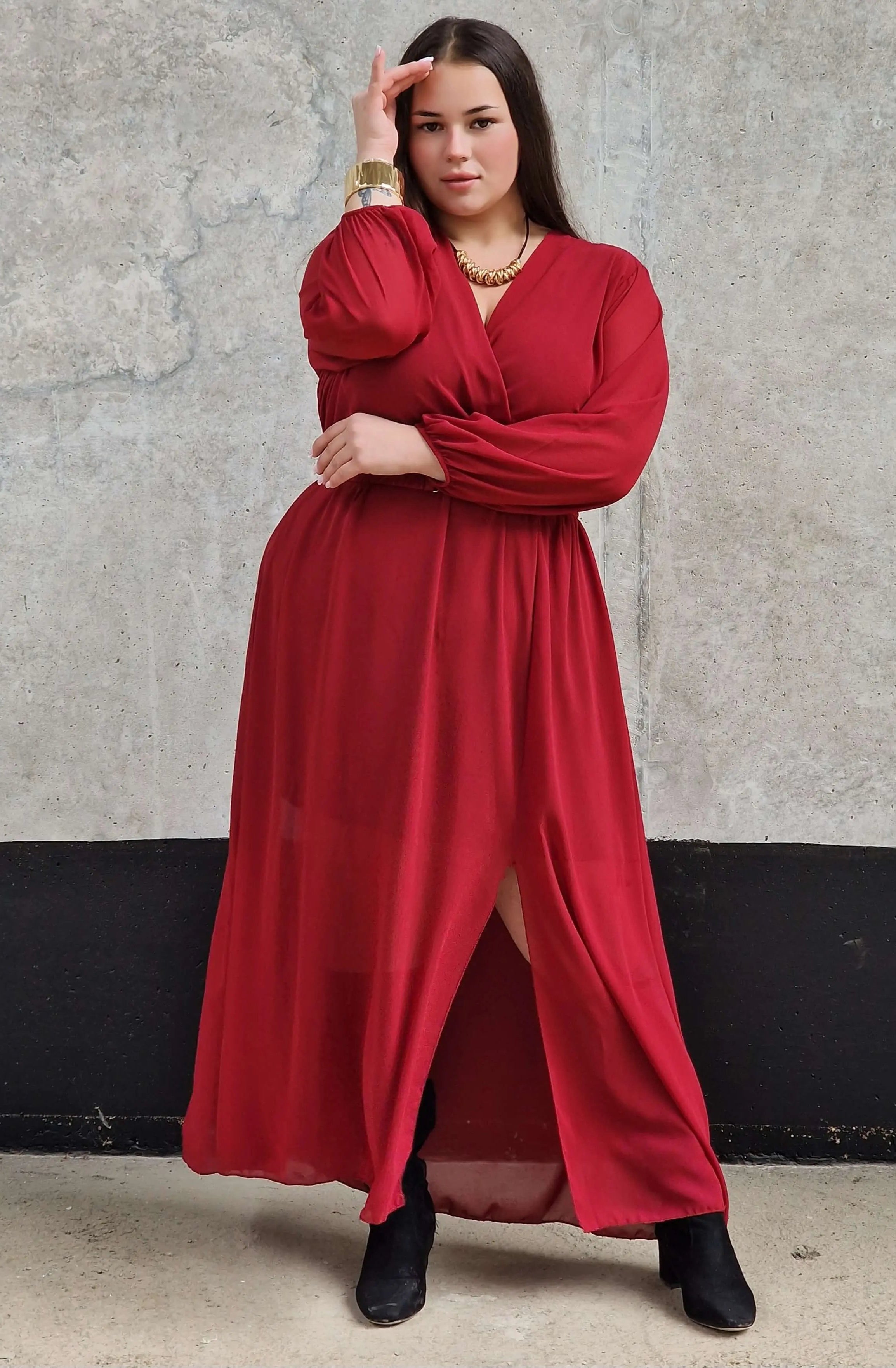 Sukienka Pełna Elegancji - czerwona Stylowa XL