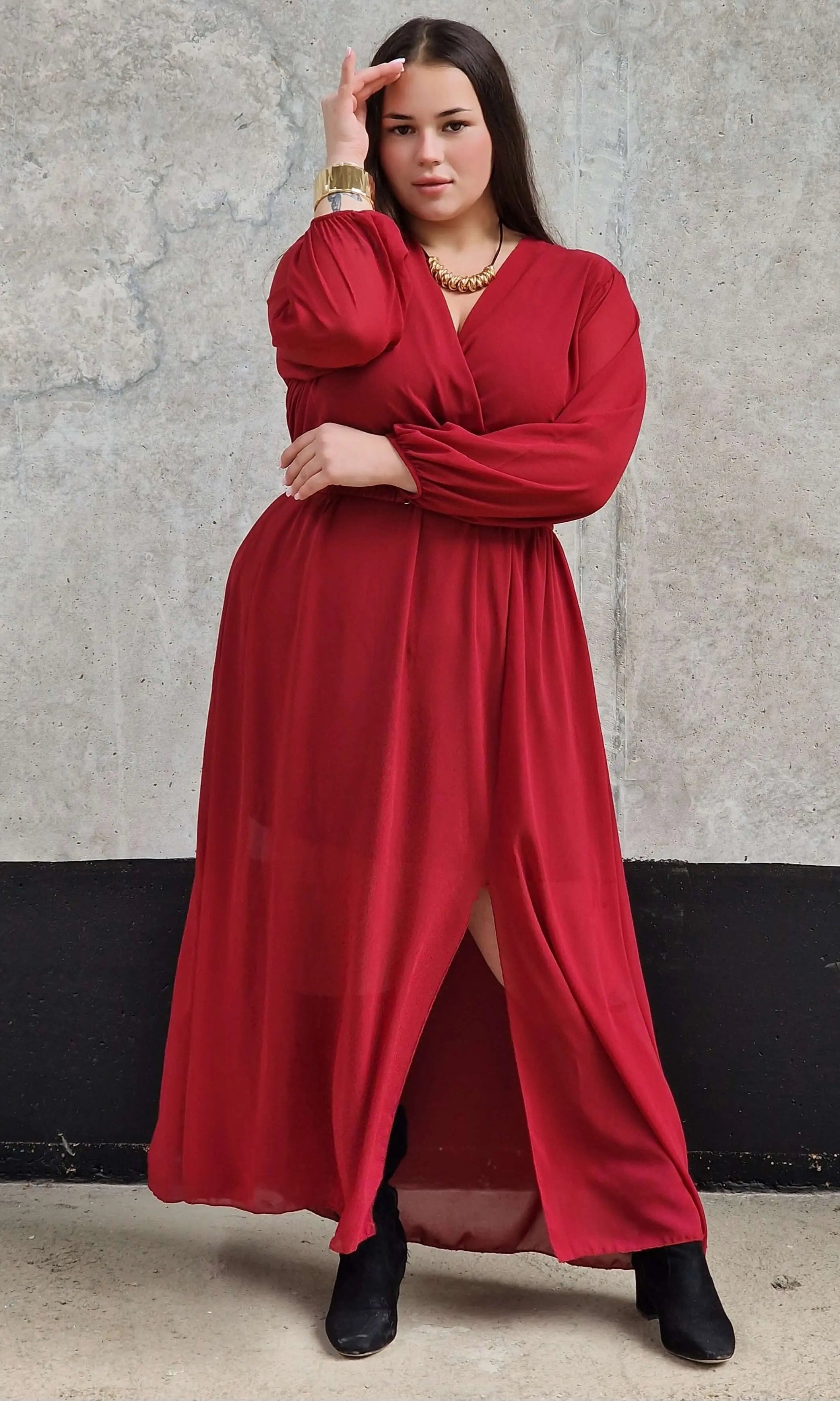 Sukienka Pełna Elegancji - czerwona Stylowa XL