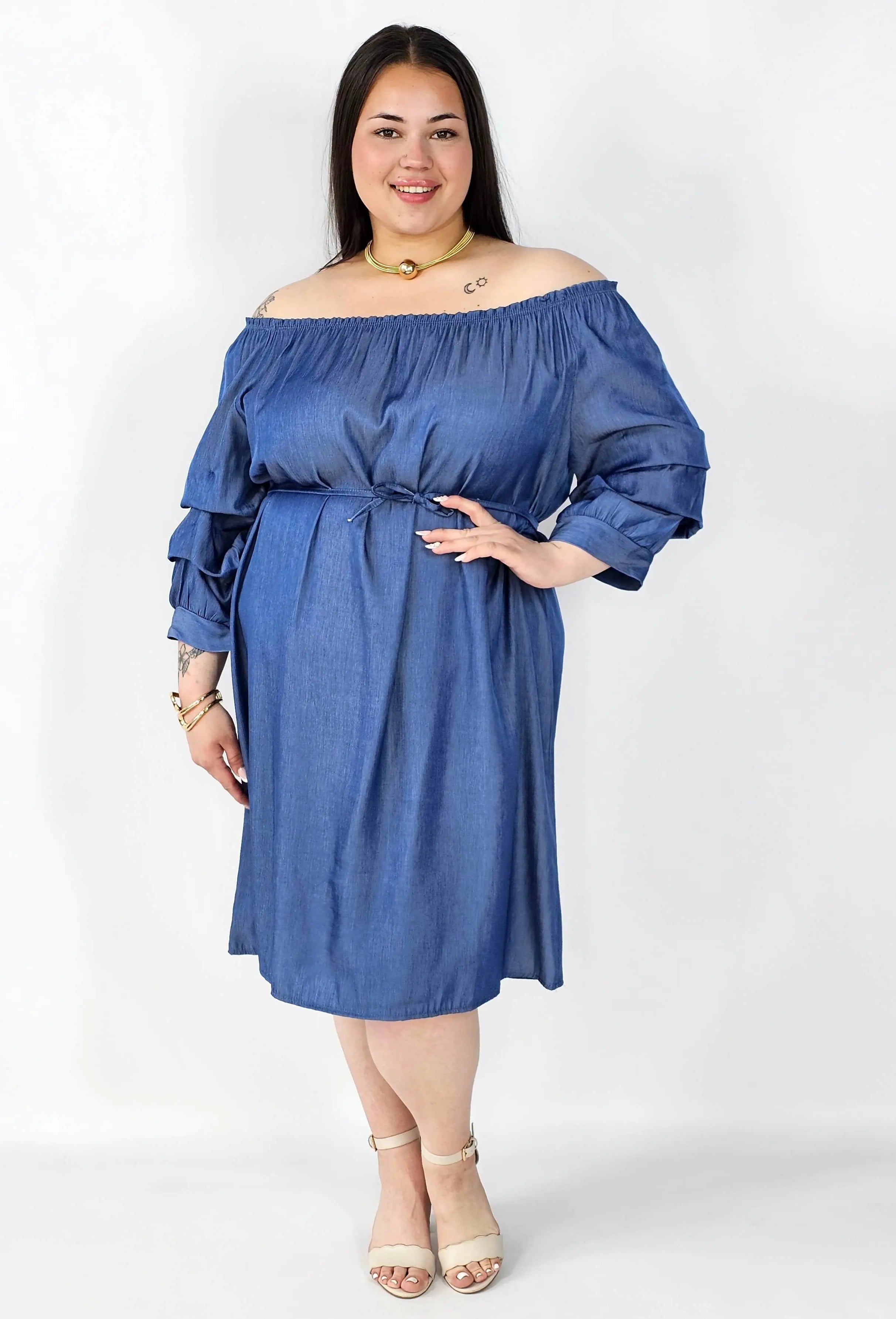 Sukienka Plus Size Hiszpanka Z Odkrytymi Ramionami – Styl I Wygoda Na Co Dzień Stylowa XL