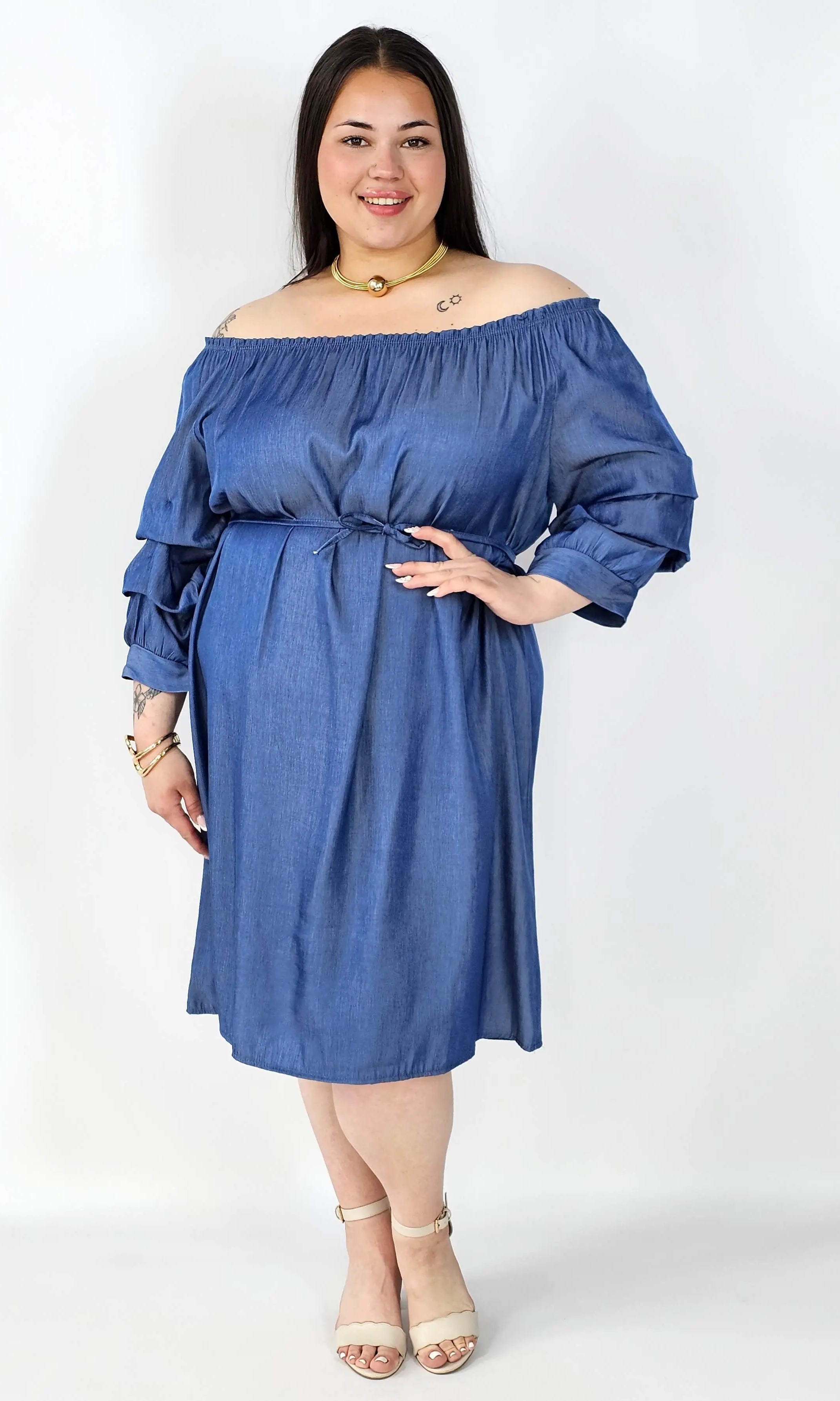Sukienka Plus Size Hiszpanka Z Odkrytymi Ramionami – Styl I Wygoda Na Co Dzień Stylowa XL