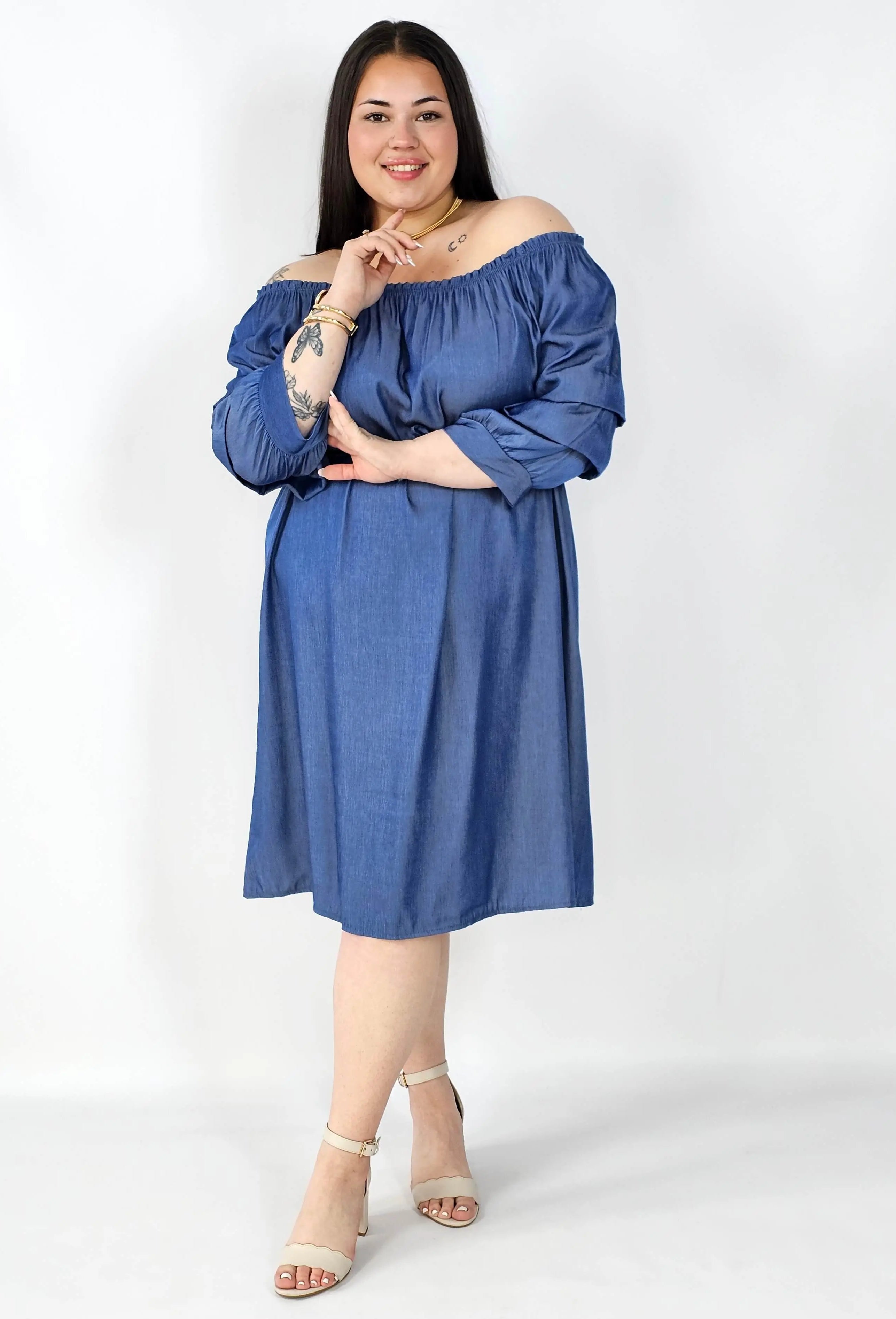 Sukienka Plus Size Hiszpanka Z Odkrytymi Ramionami – Styl I Wygoda Na Co Dzień Stylowa XL