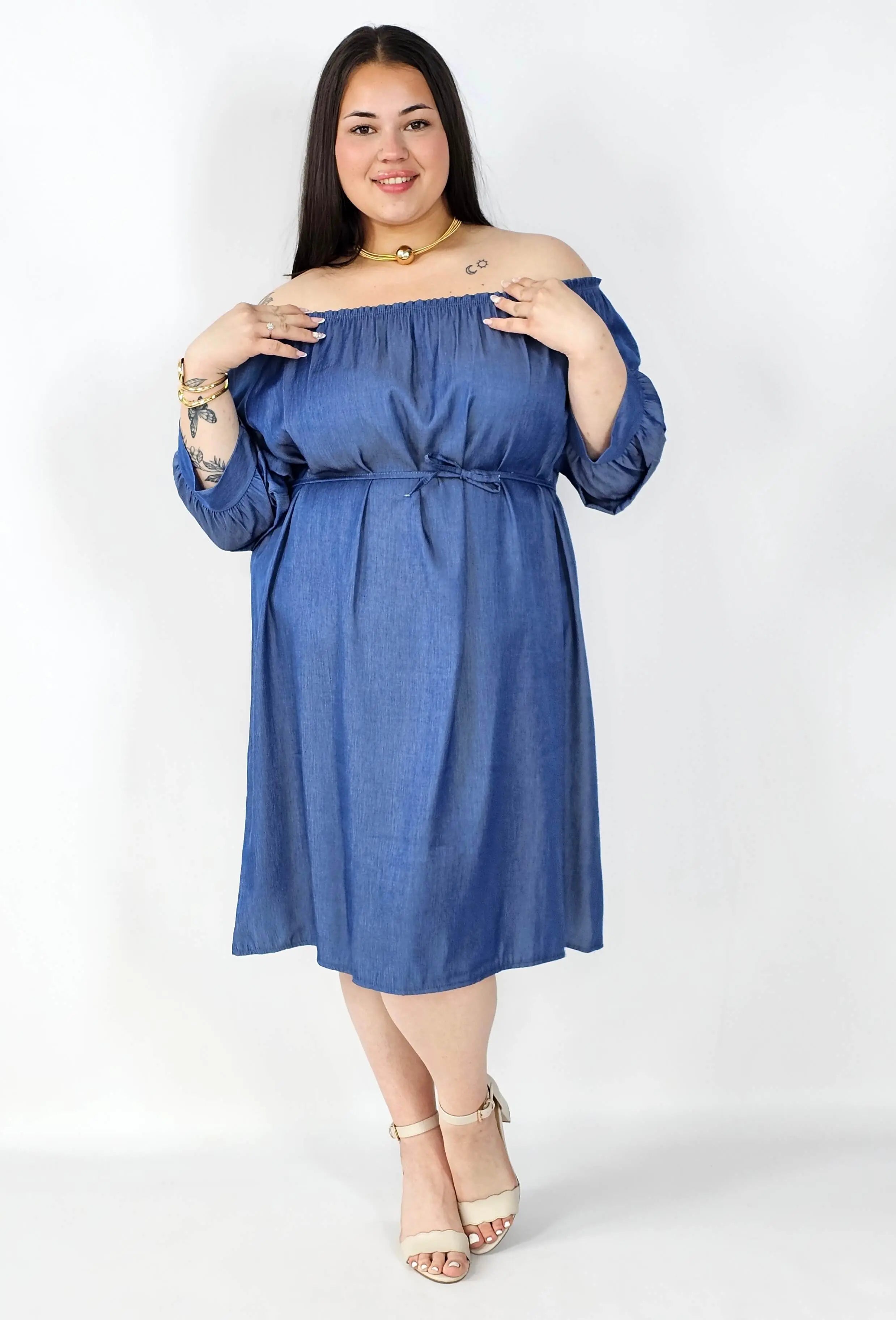 Sukienka Plus Size Hiszpanka Z Odkrytymi Ramionami – Styl I Wygoda Na Co Dzień Stylowa XL