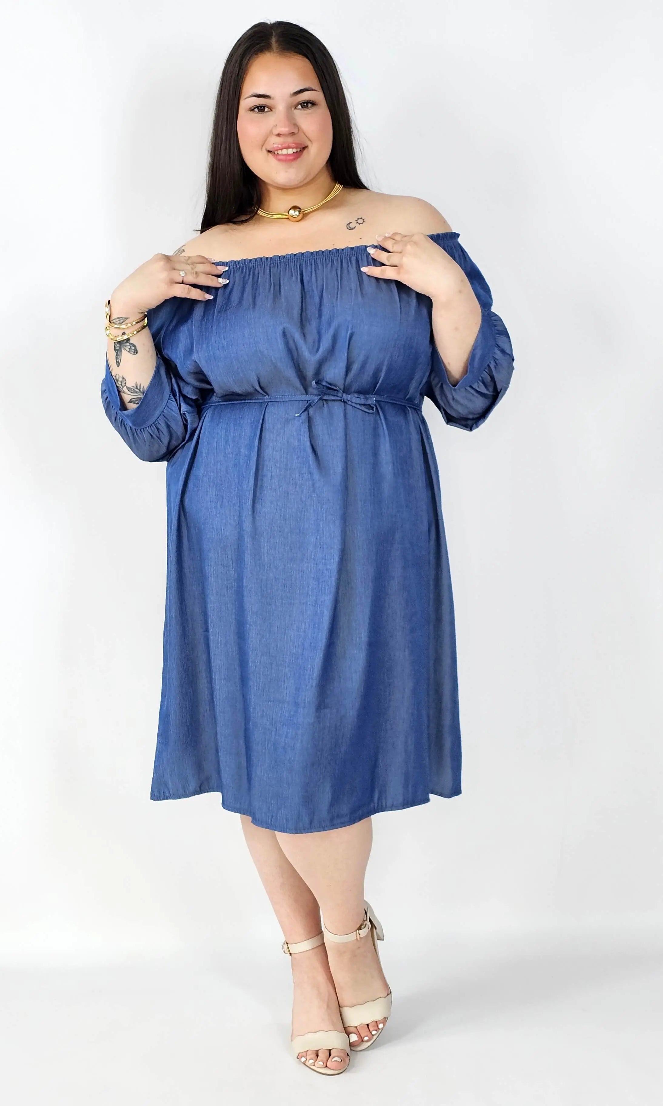 Sukienka Plus Size Hiszpanka Z Odkrytymi Ramionami – Styl I Wygoda Na Co Dzień Stylowa XL