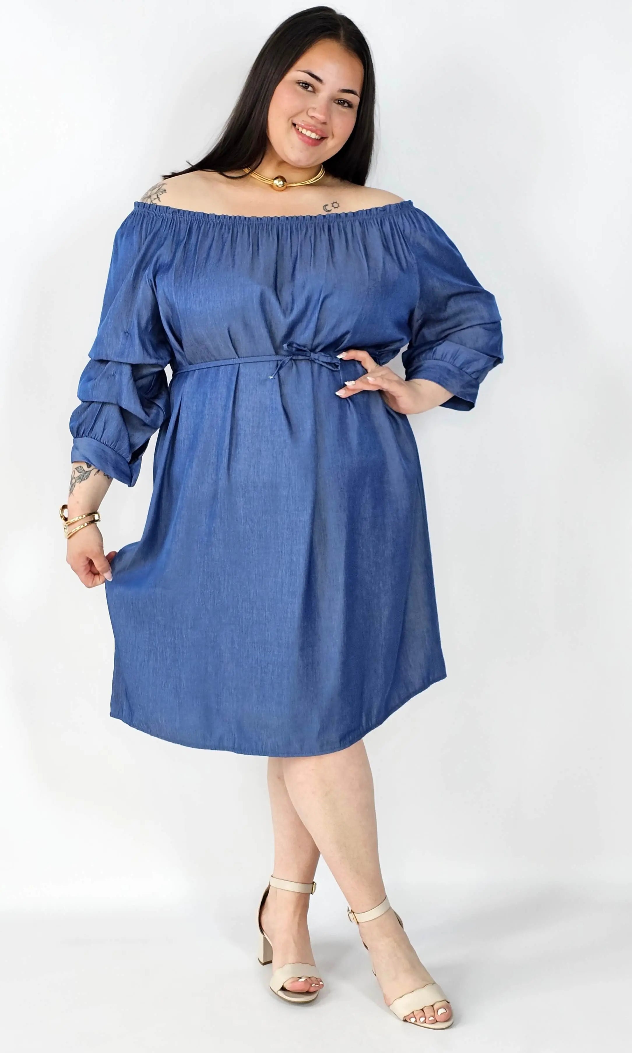 Sukienka Plus Size Hiszpanka Z Odkrytymi Ramionami – Styl I Wygoda Na Co Dzień Stylowa XL