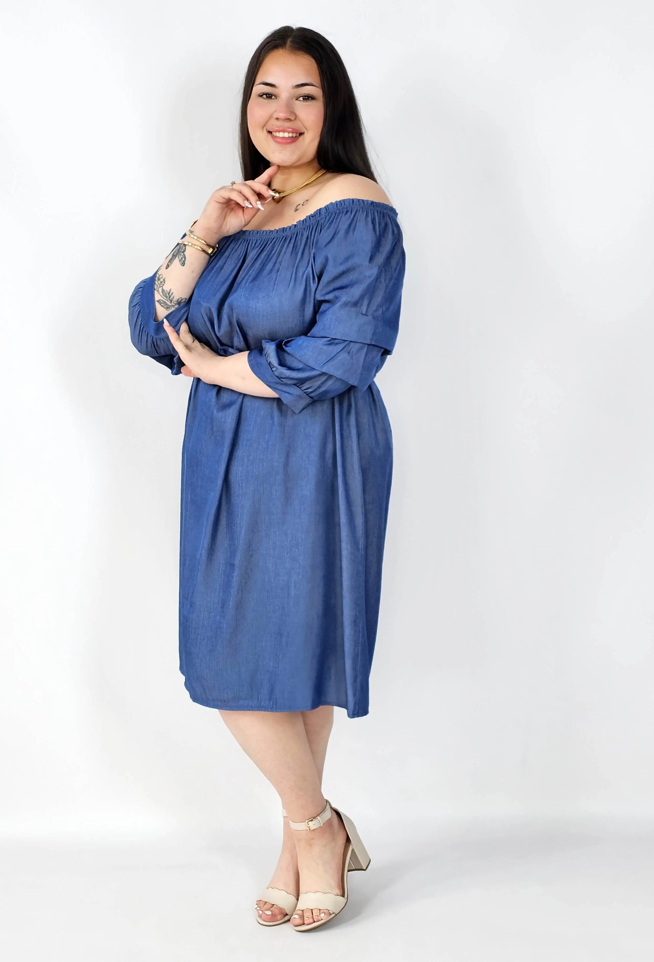 Sukienka Plus Size Hiszpanka Z Odkrytymi Ramionami – Styl I Wygoda Na Co Dzień Stylowa XL