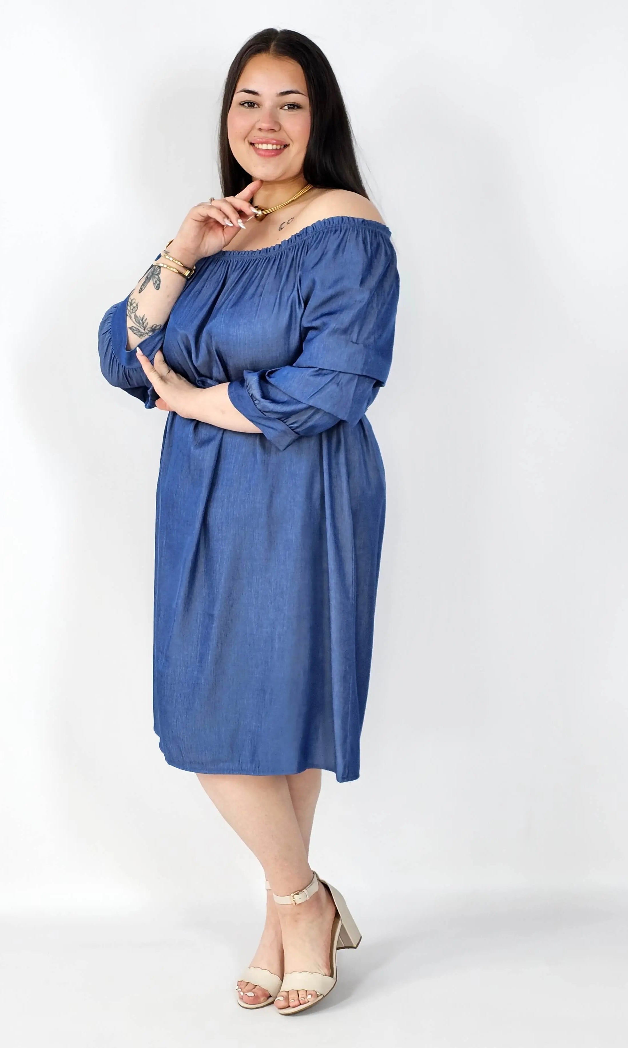 Sukienka Plus Size Hiszpanka Z Odkrytymi Ramionami – Styl I Wygoda Na Co Dzień Stylowa XL