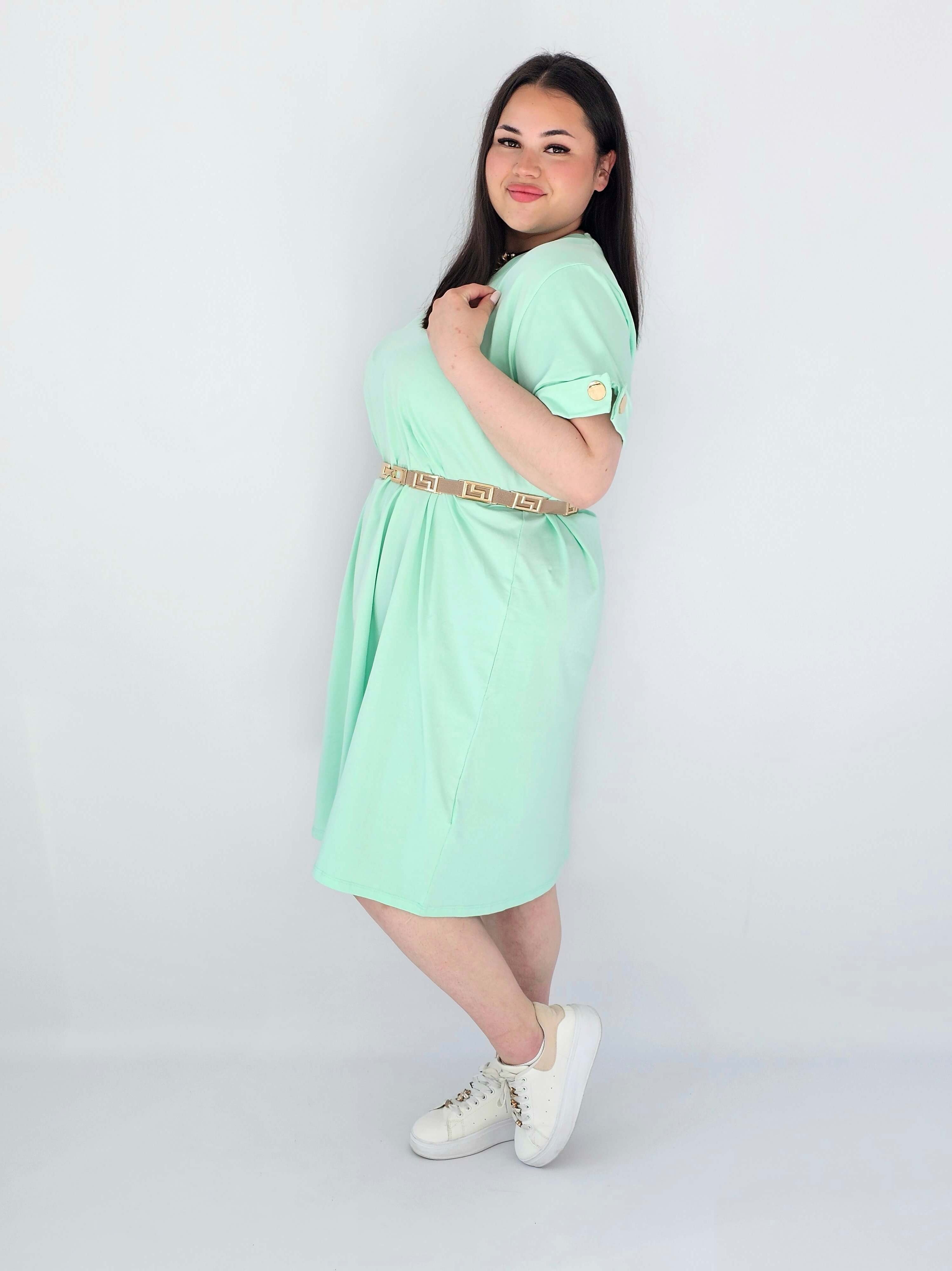 Sukienka Plus Size Luźna Z Dekoltem V I Ozdobnym Detalem Stylowa XL