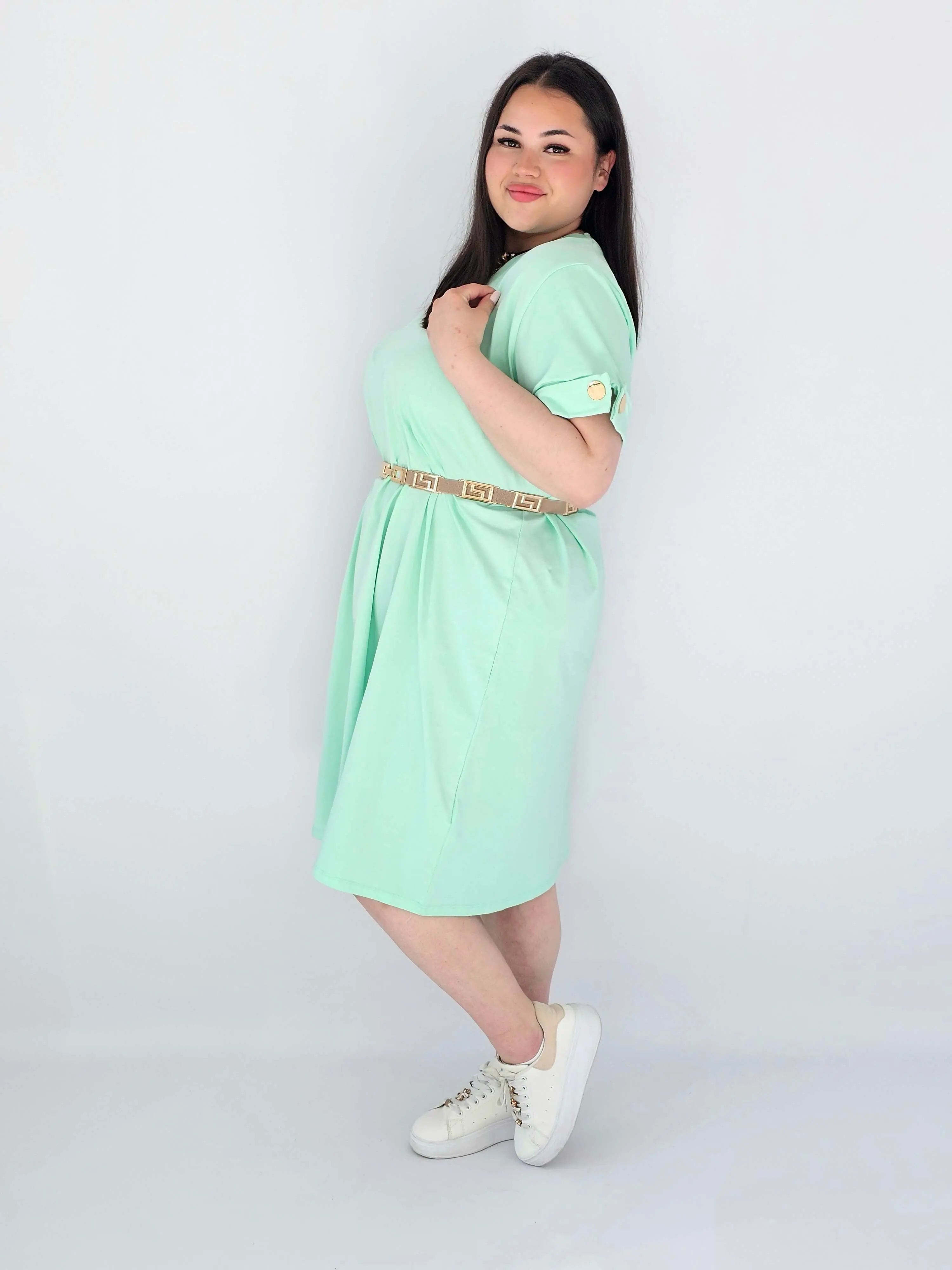 Sukienka Plus Size Luźna Z Dekoltem V I Ozdobnym Detalem Stylowa XL