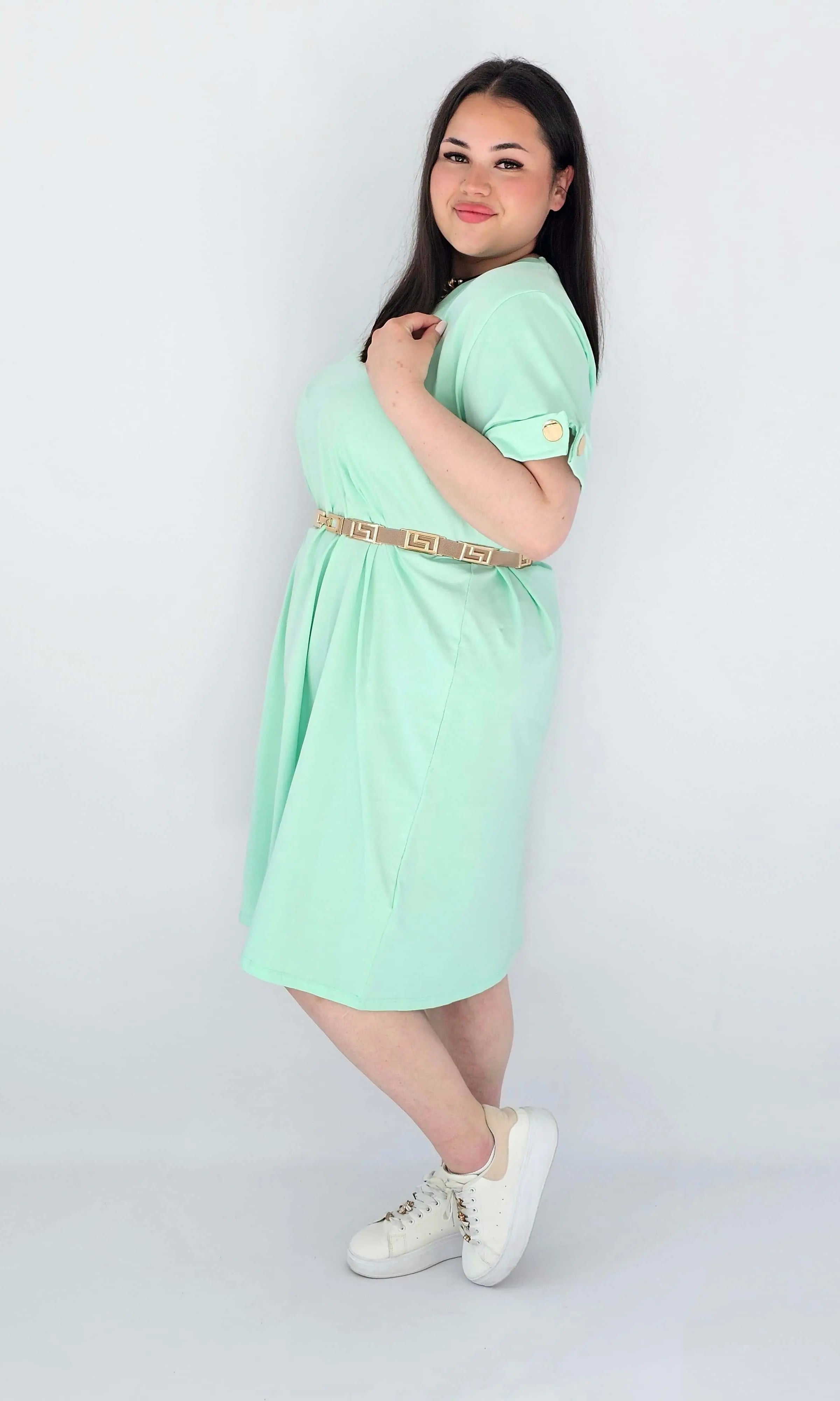 Sukienka Plus Size Luźna Z Dekoltem V I Ozdobnym Detalem Stylowa XL