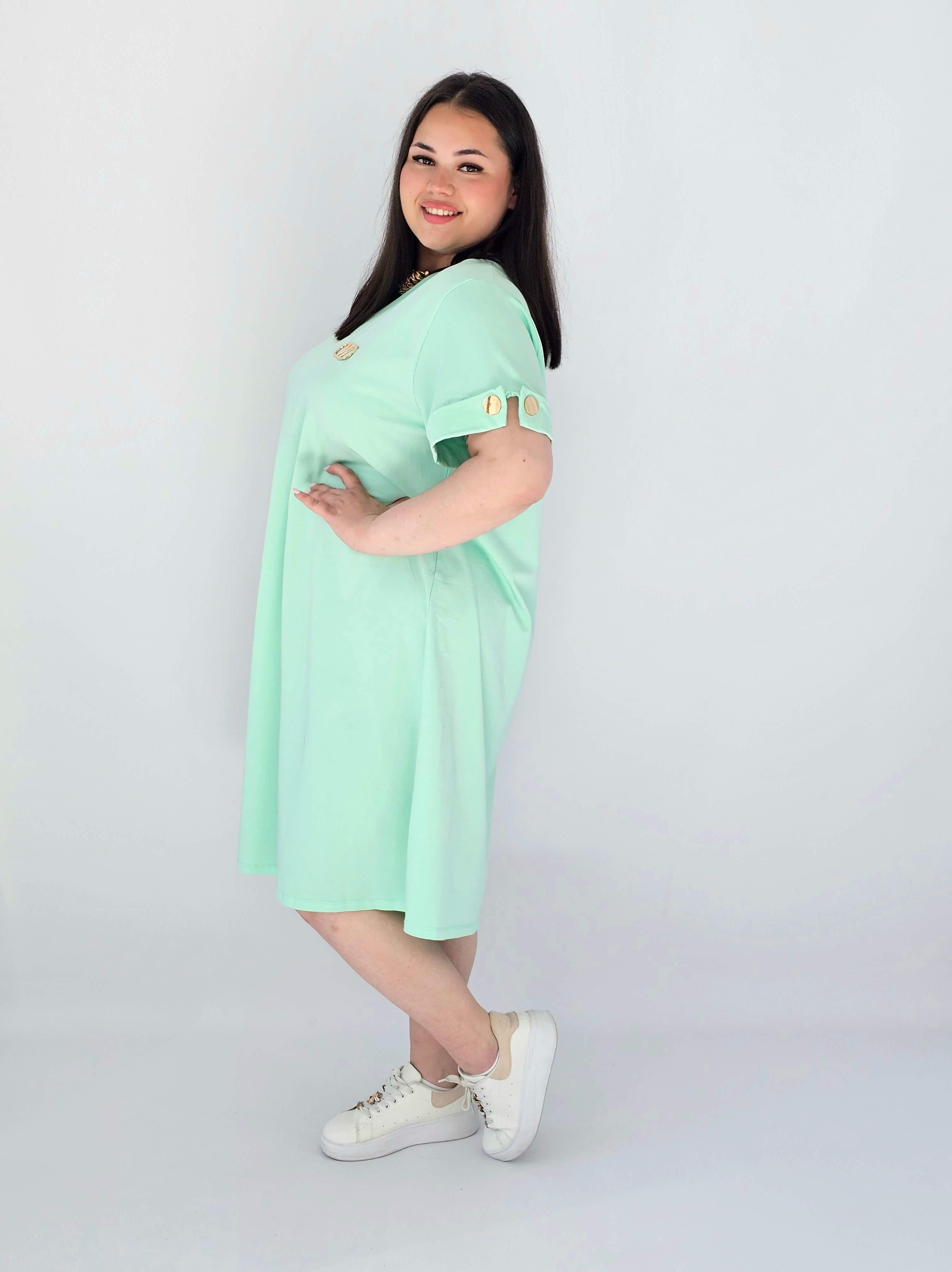 Sukienka Plus Size Luźna Z Dekoltem V I Ozdobnym Detalem Stylowa XL