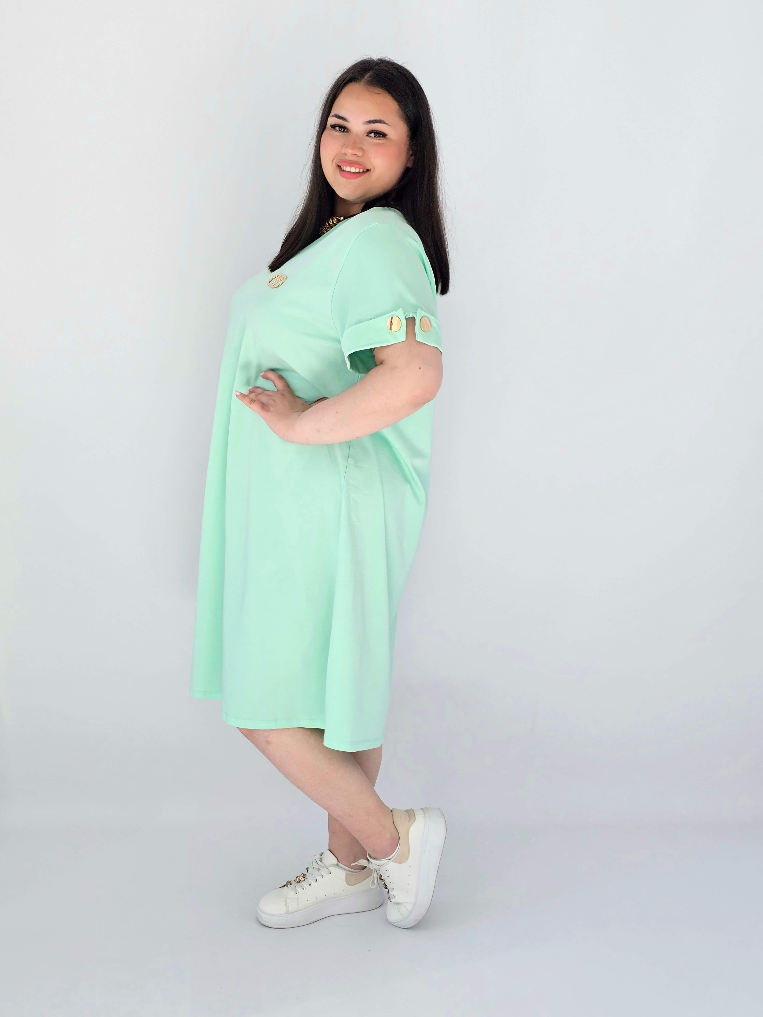 Sukienka Plus Size Luźna Z Dekoltem V I Ozdobnym Detalem Stylowa XL