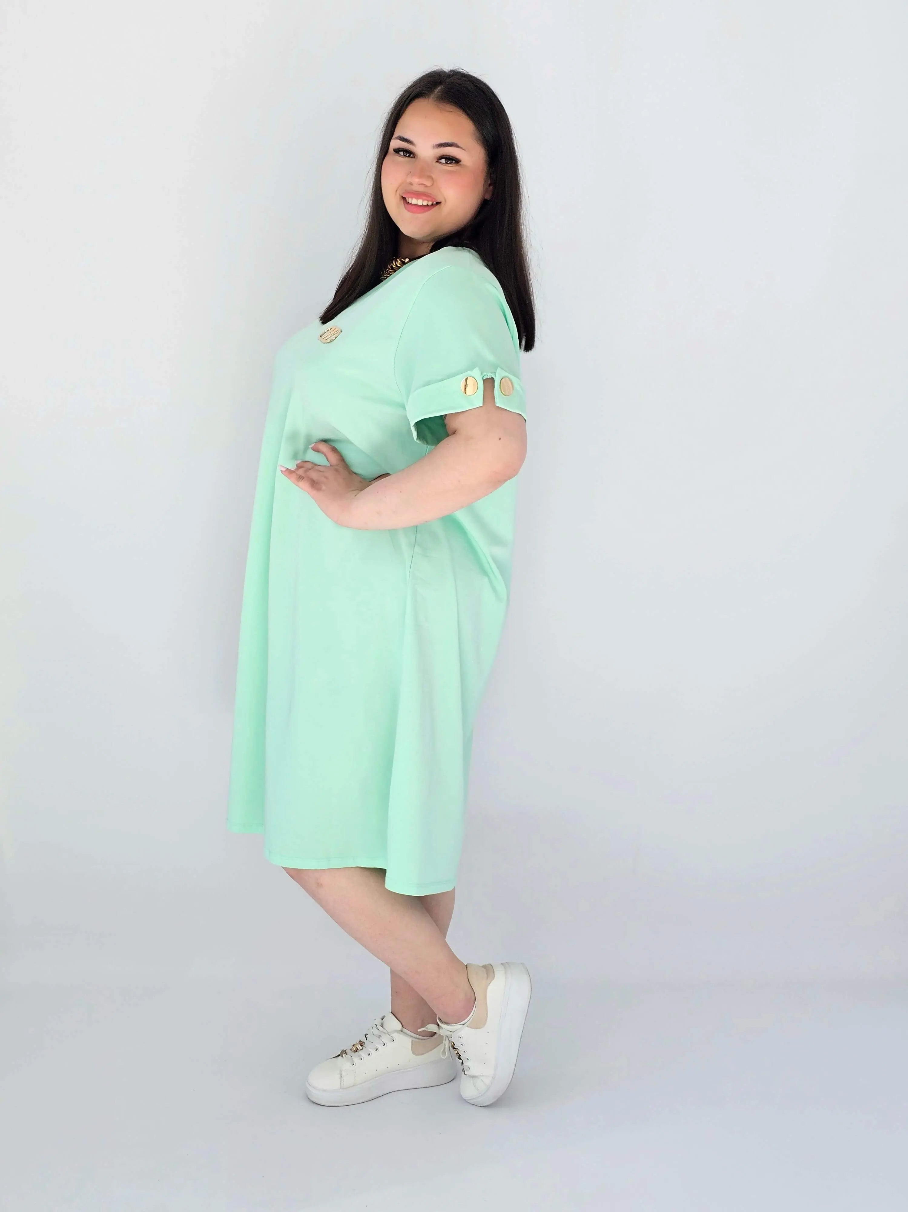Sukienka Plus Size Luźna Z Dekoltem V I Ozdobnym Detalem Stylowa XL