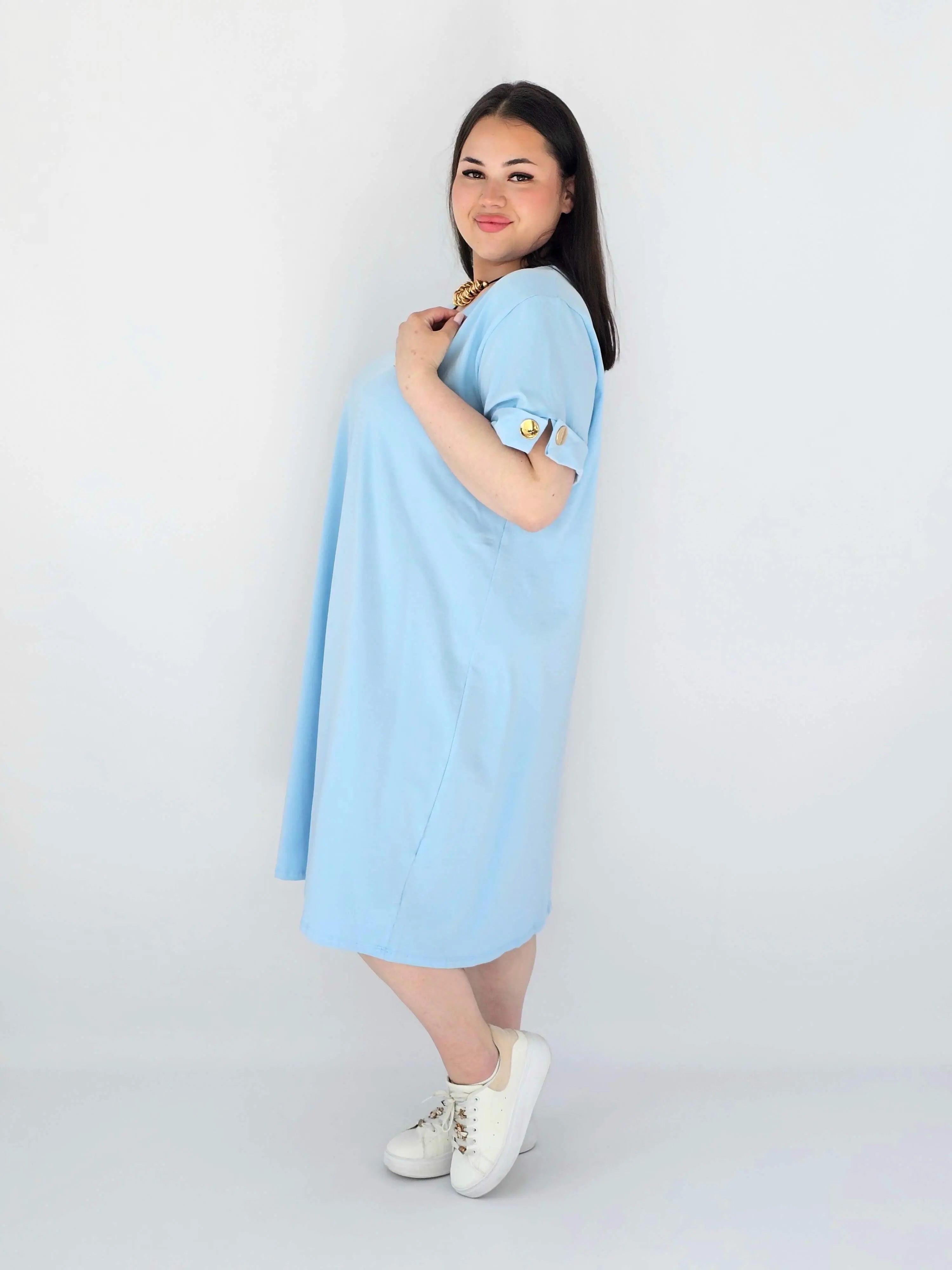 Sukienka Plus Size Luźna Z Dekoltem V I Ozdobnym Detalem Stylowa XL