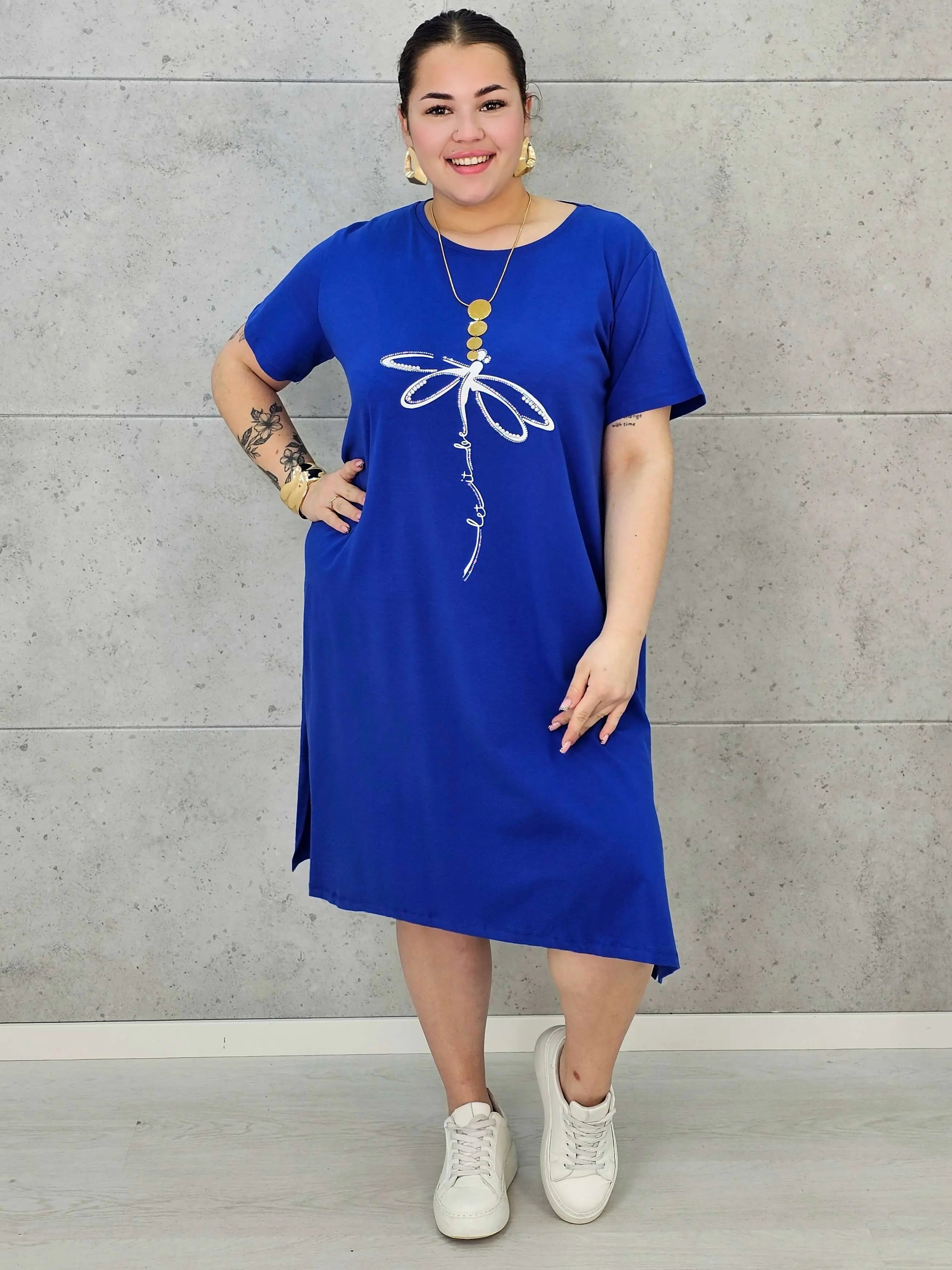 Sukienka Plus Size Luźny Krój – Modna, Wygodna, Z Aplikacją Ważki XXL Stylowa XL