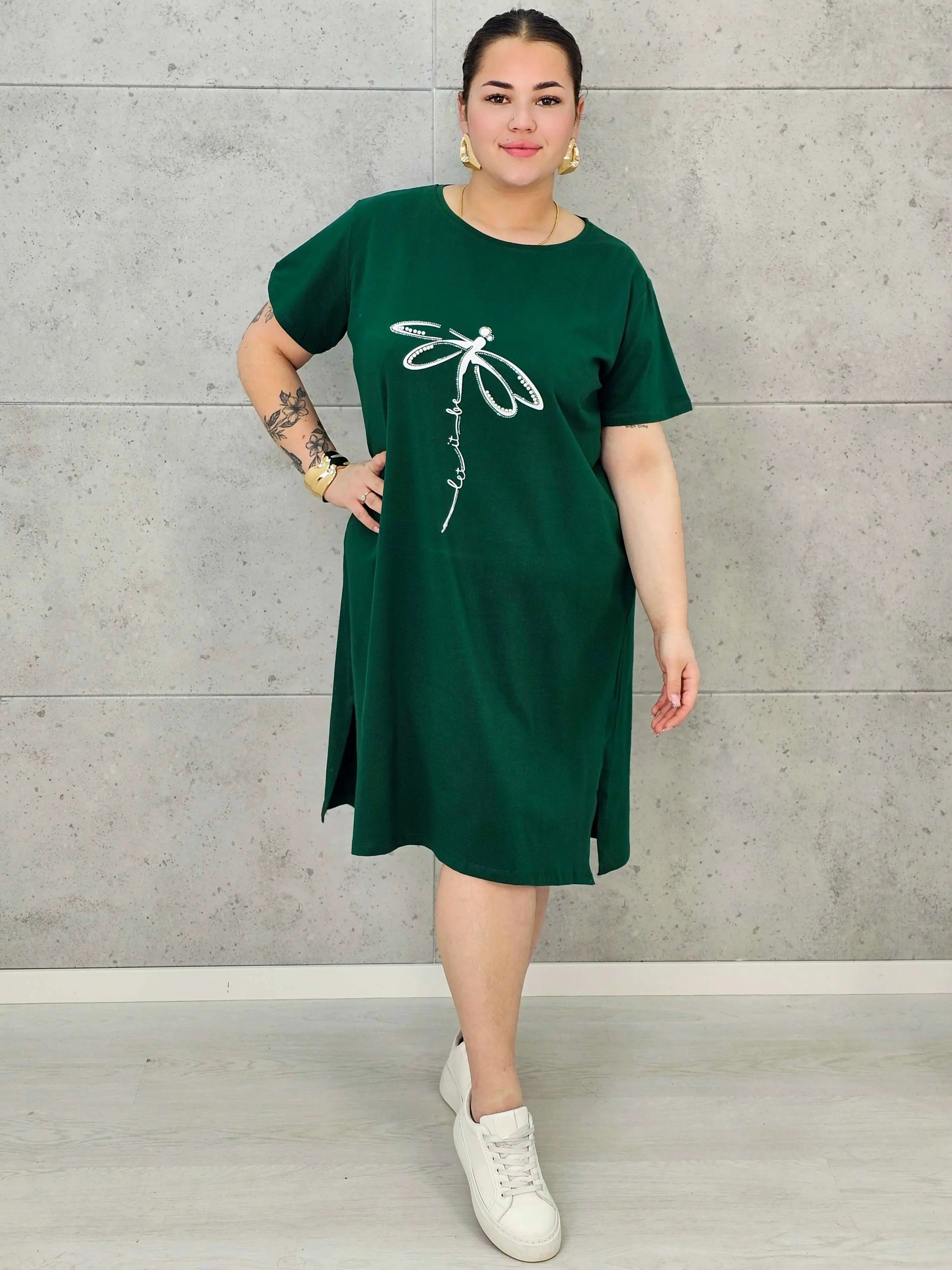 Sukienka Plus Size Luźny Krój – Modna, Wygodna, Z Aplikacją Ważki XXL Stylowa XL