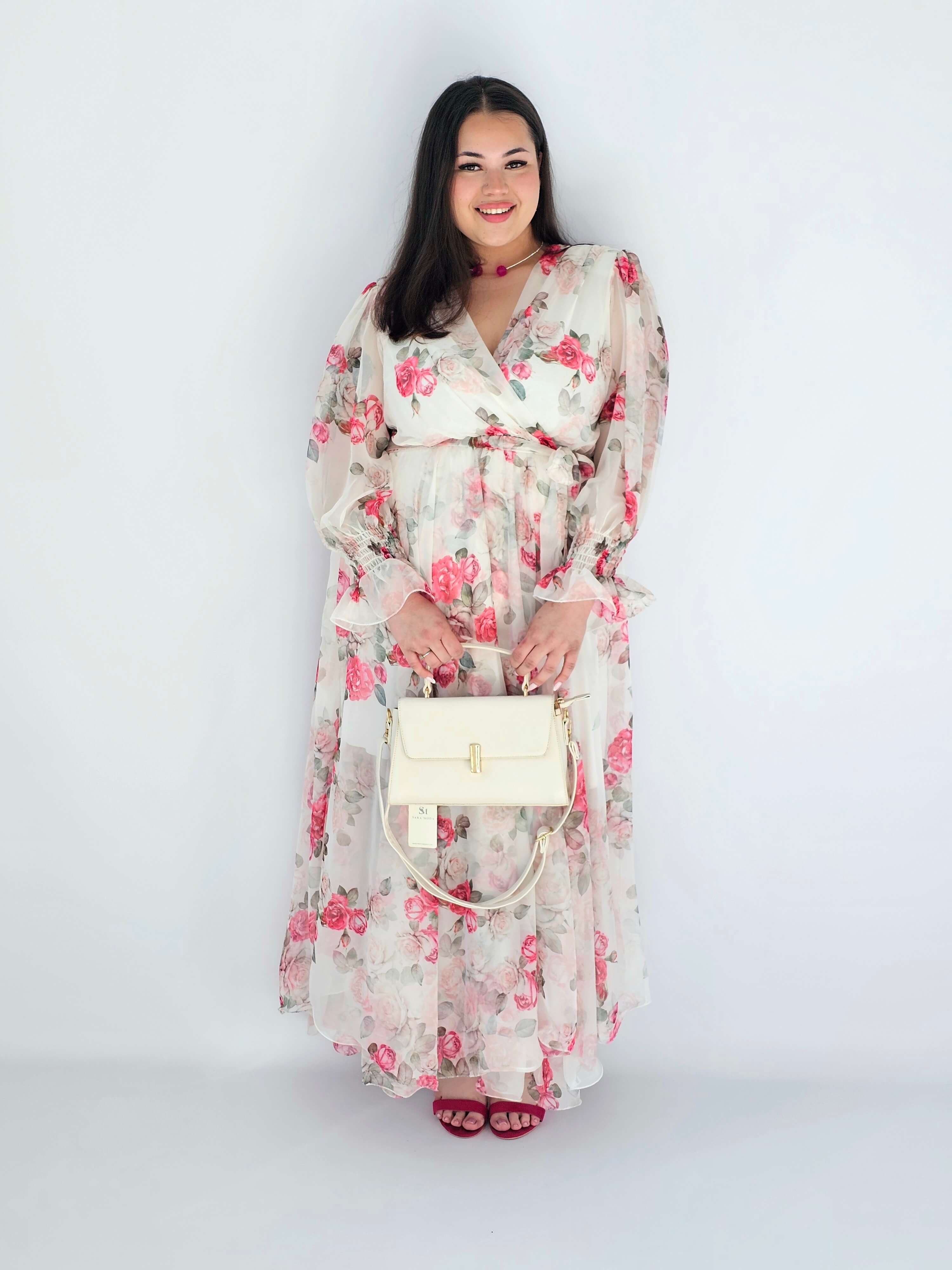 Sukienka Plus Size Maxi Kwiatowa Zwiewna Elegancja Stylowa XL