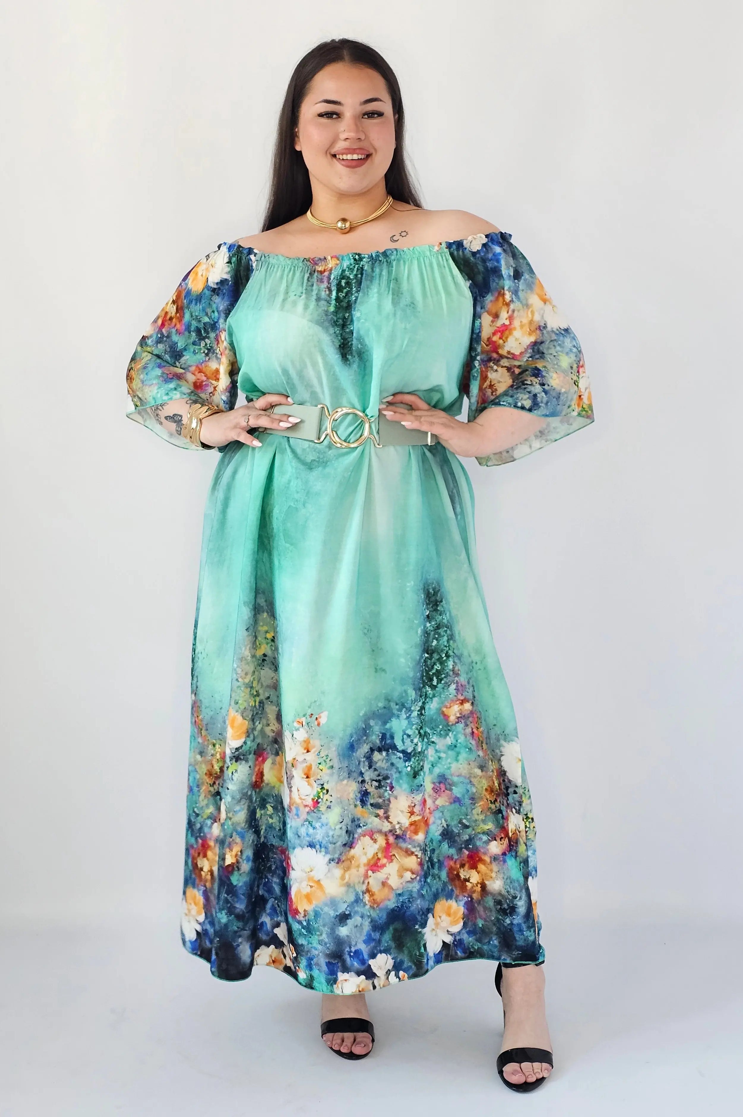 Sukienka Plus Size Maxi Z Artystycznym Printem – Lekka, Zwiewna I Wyjątkowa Stylowa XL Stylowa XL
