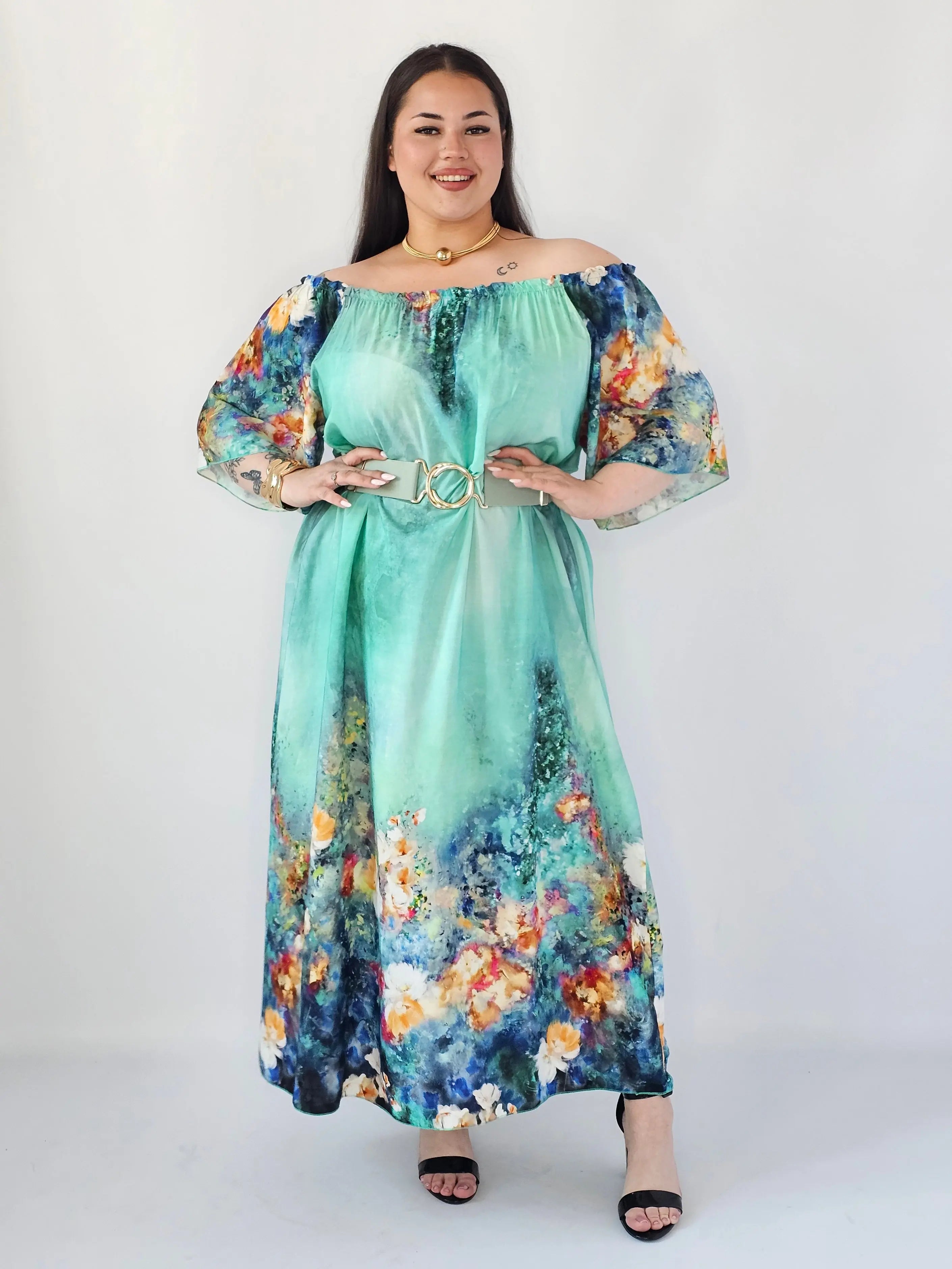 Sukienka Plus Size Maxi Z Artystycznym Printem – Lekka, Zwiewna I Wyjątkowa Stylowa XL Stylowa XL