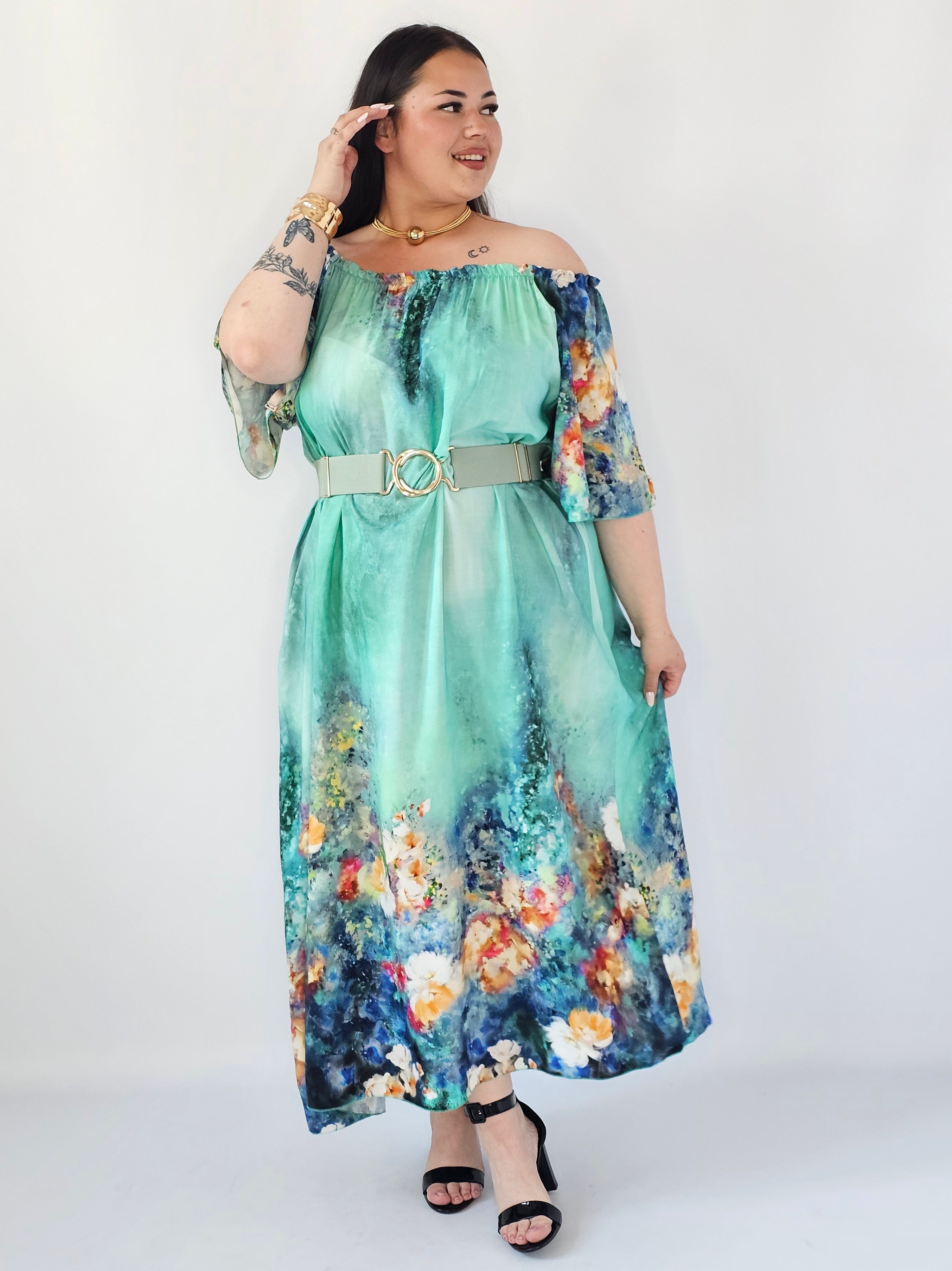 Sukienka Plus Size Maxi Z Artystycznym Printem – Lekka, Zwiewna I Wyjątkowa Stylowa XL Stylowa XL