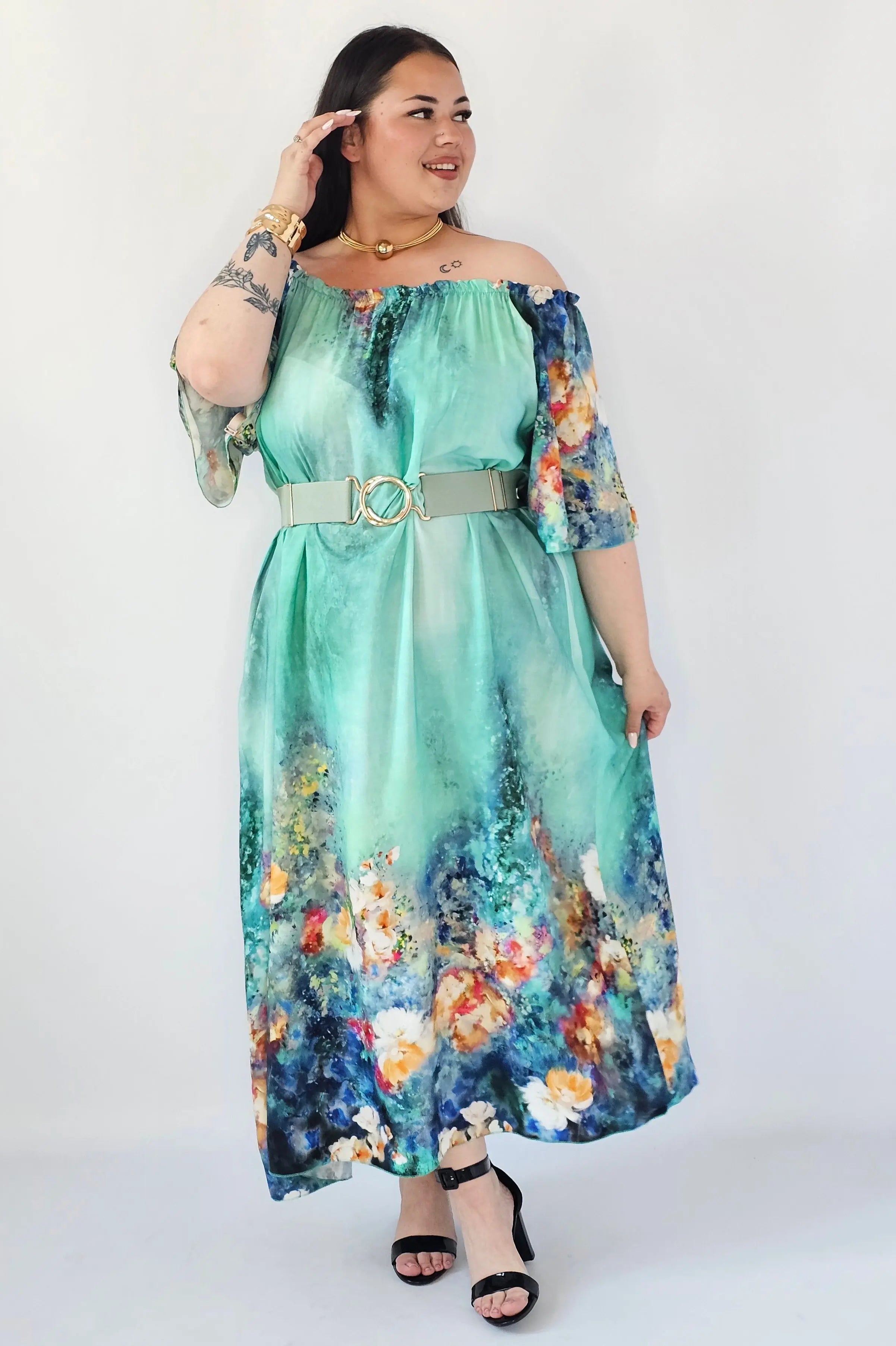 Sukienka Plus Size Maxi Z Artystycznym Printem – Lekka, Zwiewna I Wyjątkowa Stylowa XL Stylowa XL