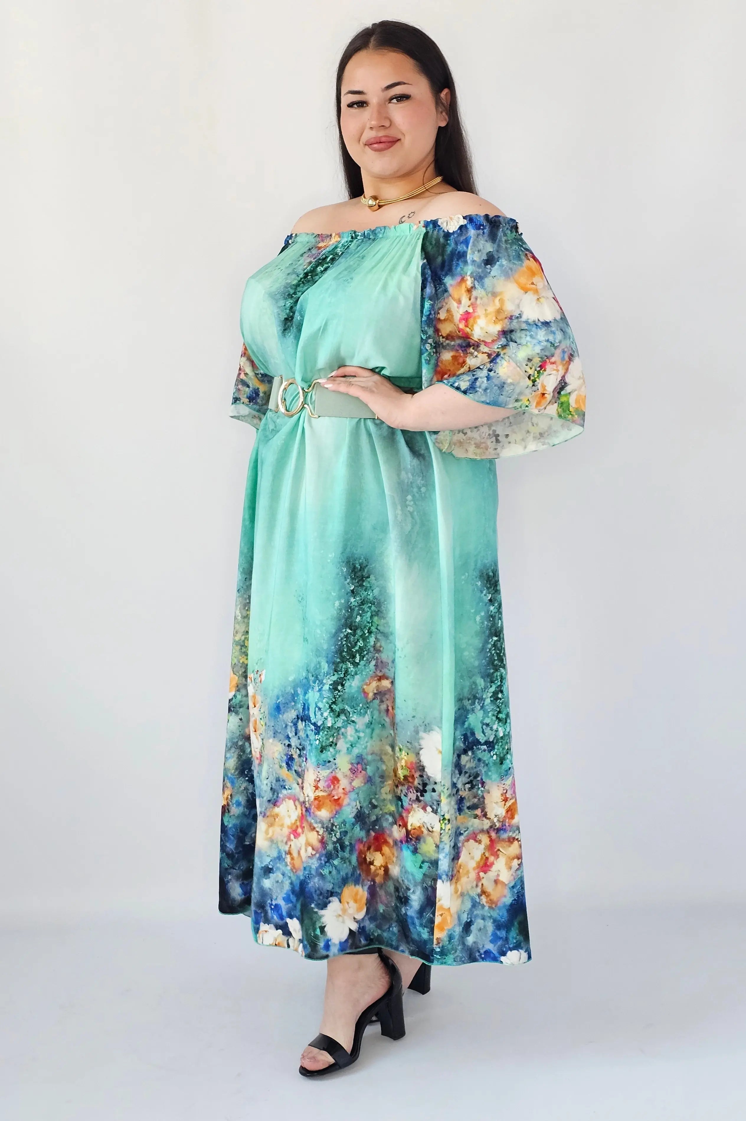 Sukienka Plus Size Maxi Z Artystycznym Printem – Lekka, Zwiewna I Wyjątkowa Stylowa XL Stylowa XL
