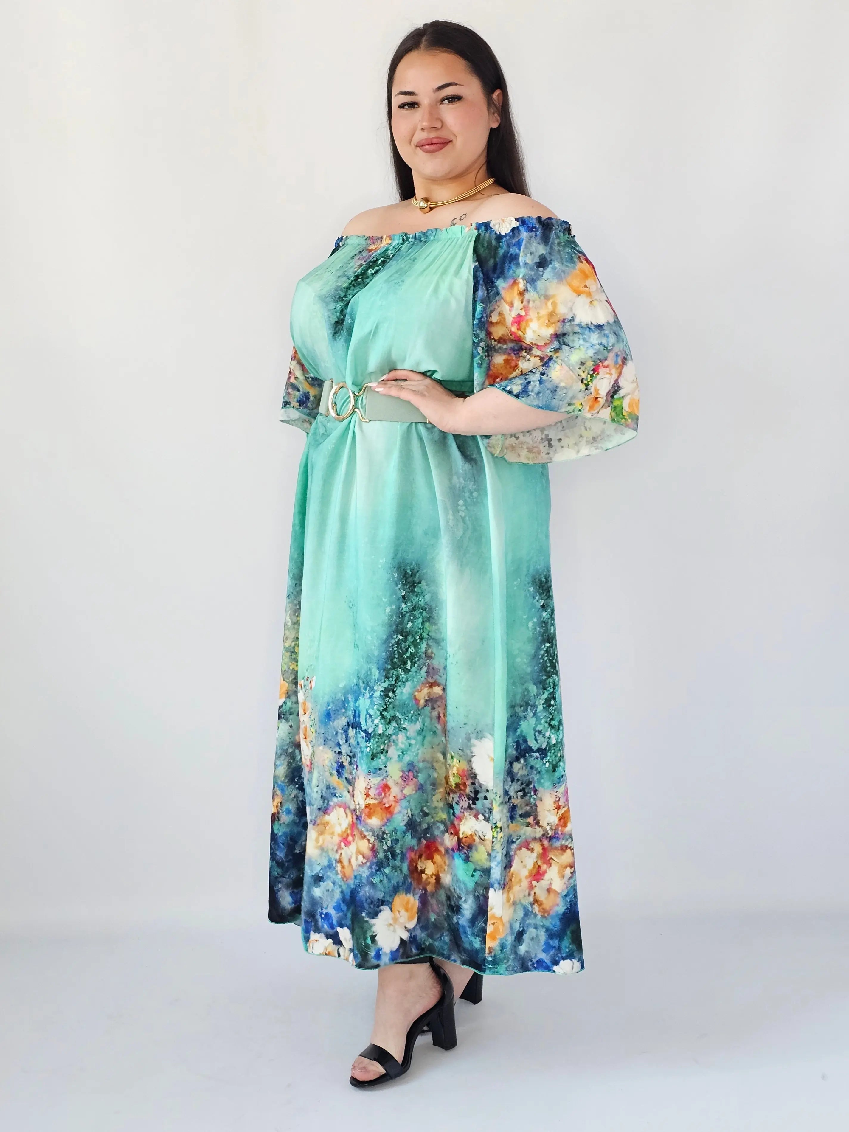 Sukienka Plus Size Maxi Z Artystycznym Printem – Lekka, Zwiewna I Wyjątkowa Stylowa XL Stylowa XL
