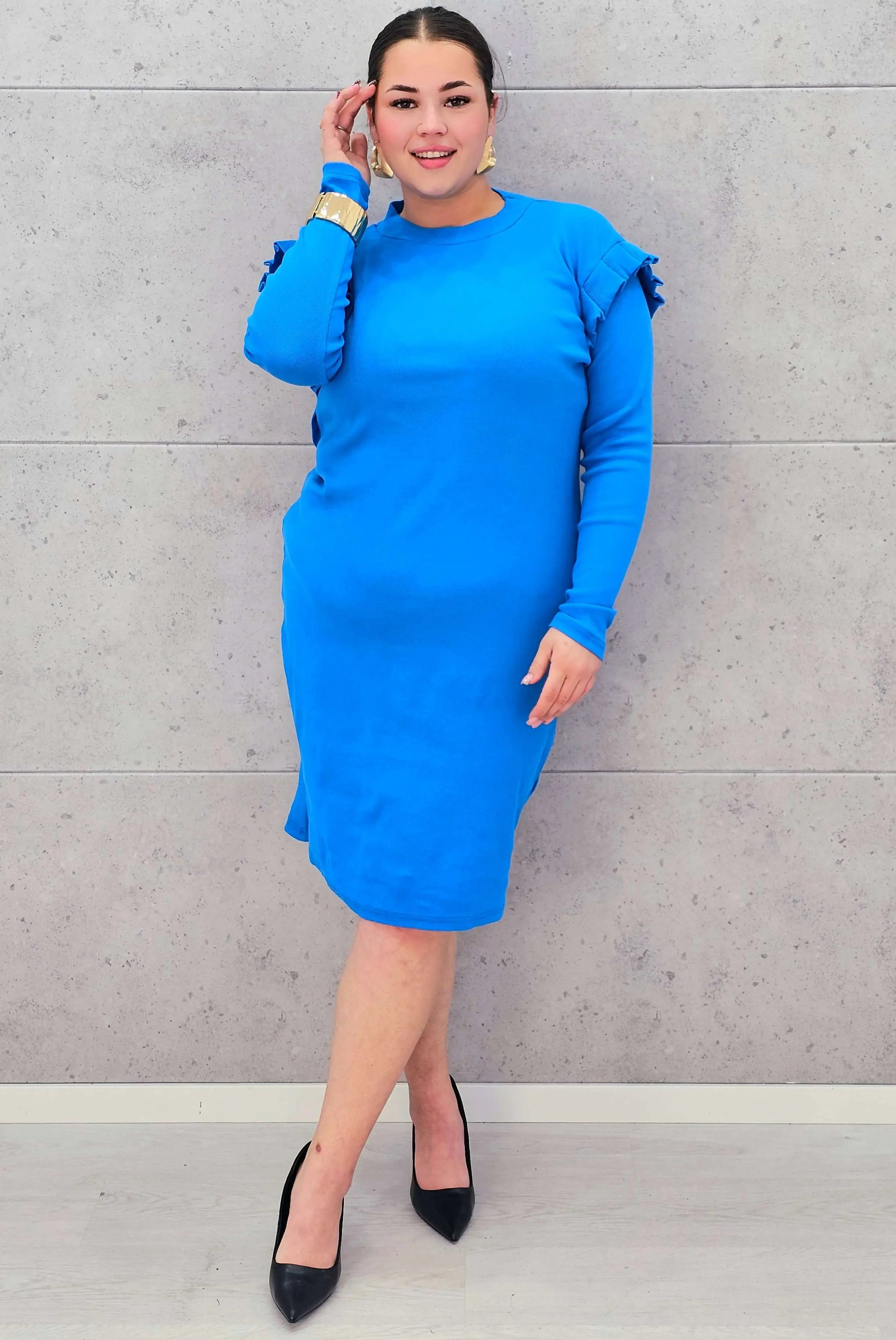 Sukienka Plus size z długim rękawem prążkowana Stylowa XL
