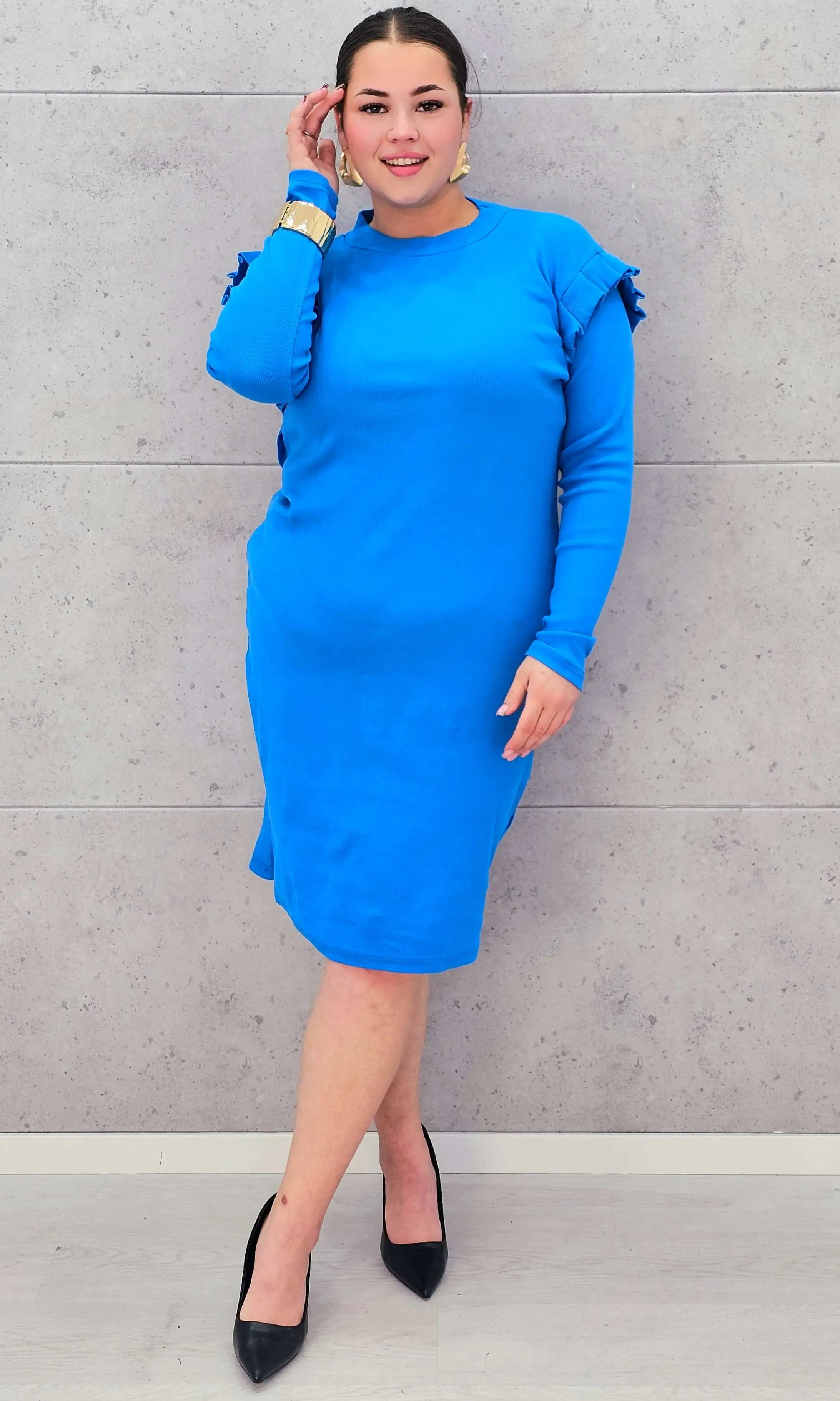 Sukienka Plus size z długim rękawem prążkowana Stylowa XL