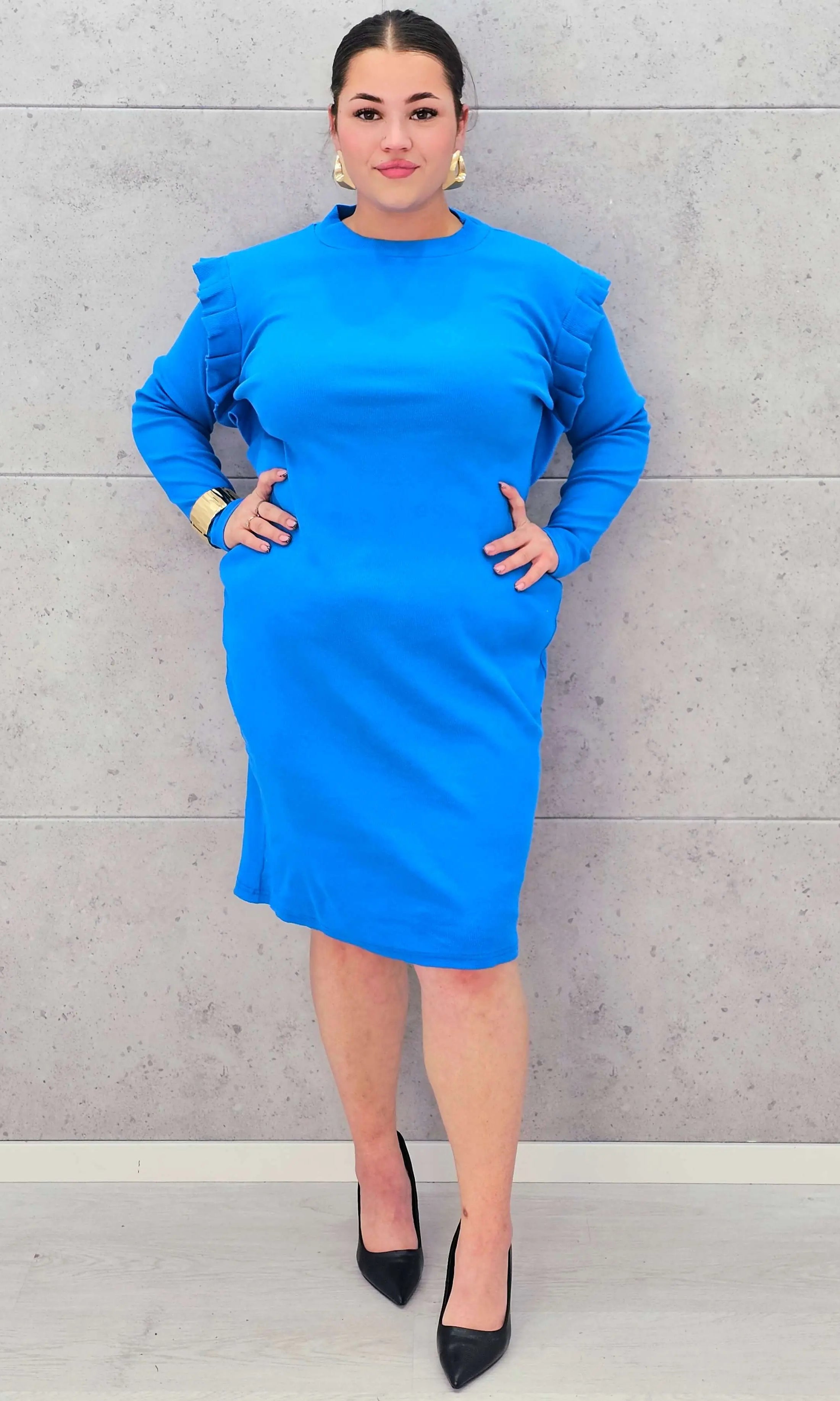 Sukienka Plus size z długim rękawem prążkowana Stylowa XL