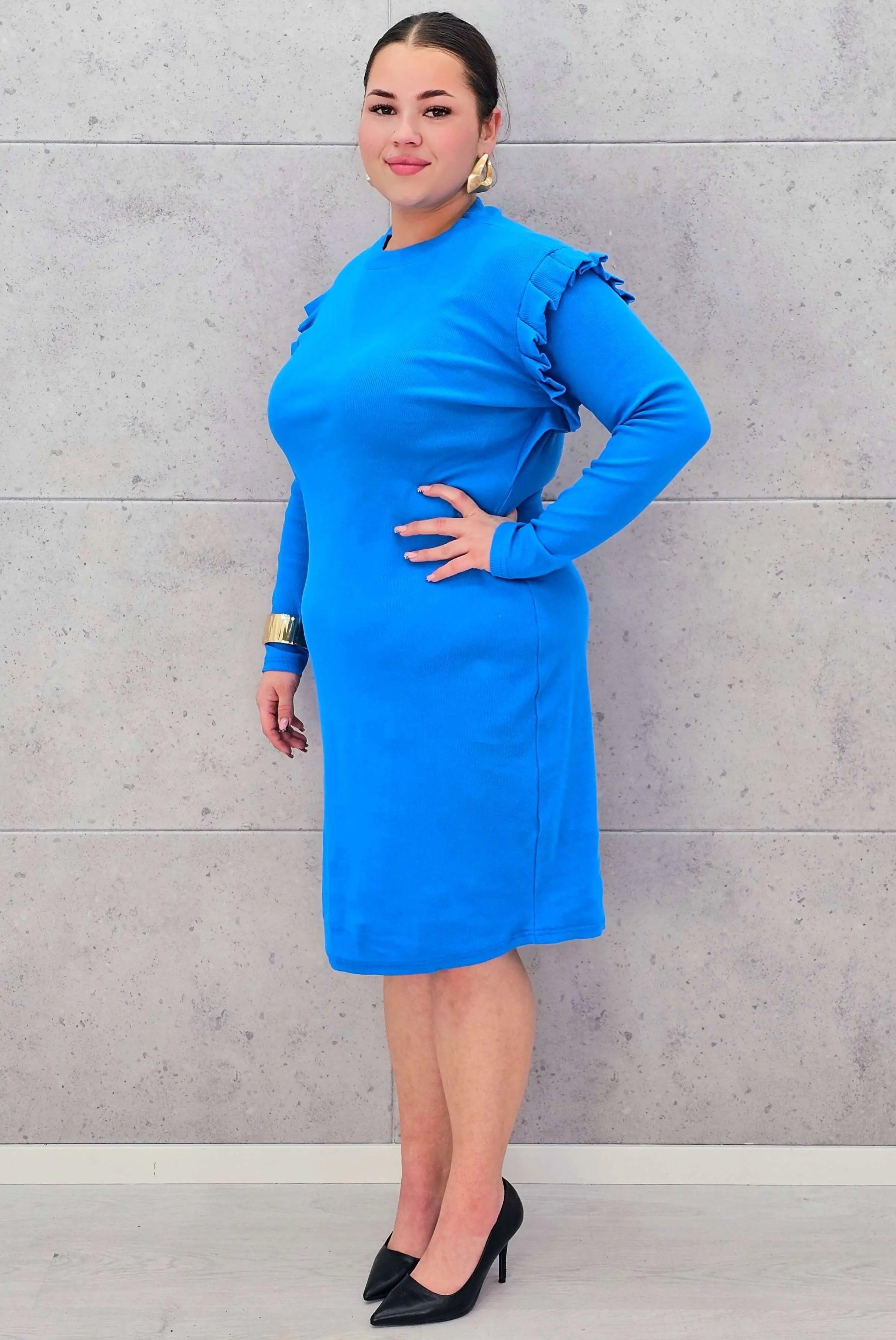 Sukienka Plus size z długim rękawem prążkowana Stylowa XL
