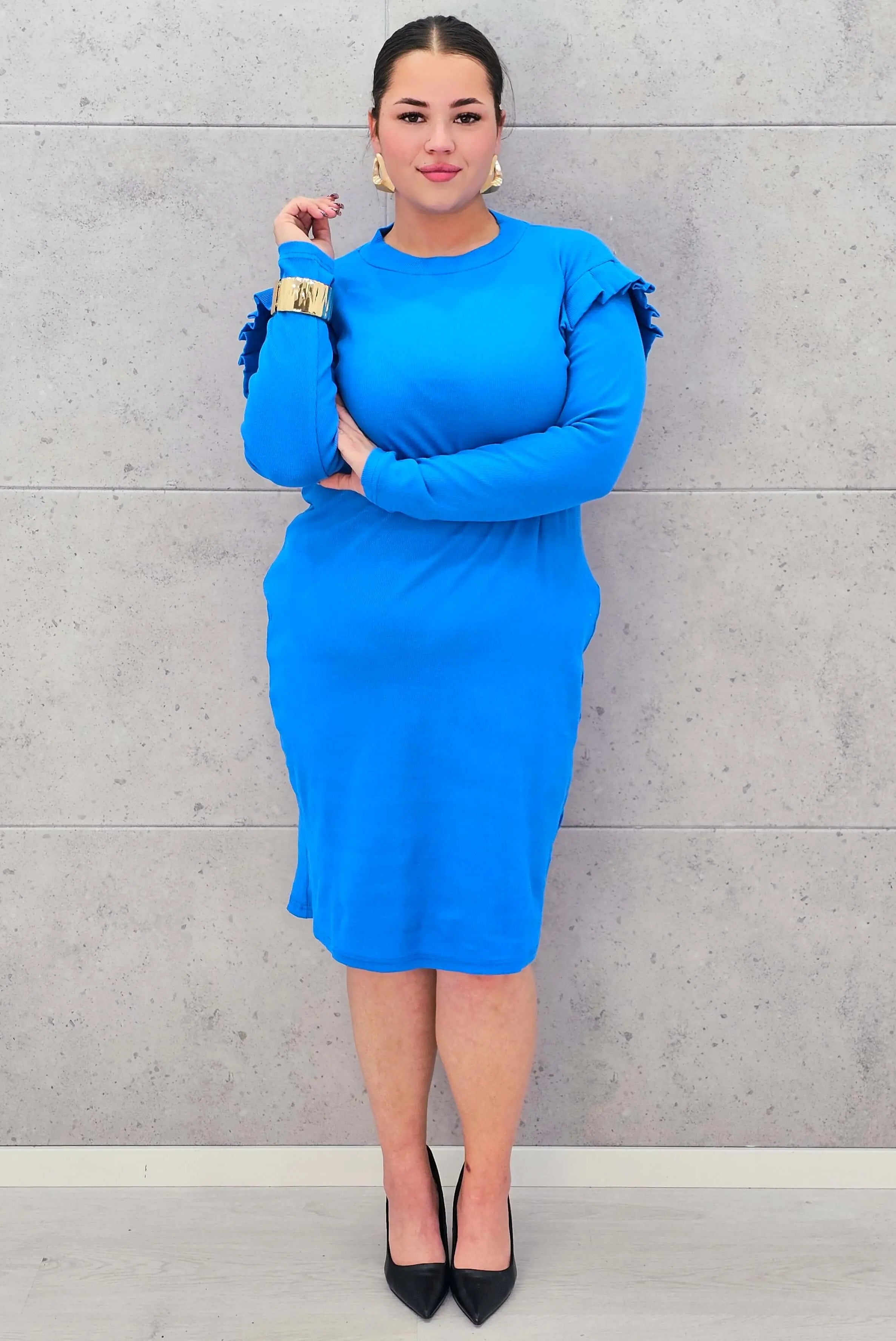 Sukienka Plus size z długim rękawem prążkowana Stylowa XL