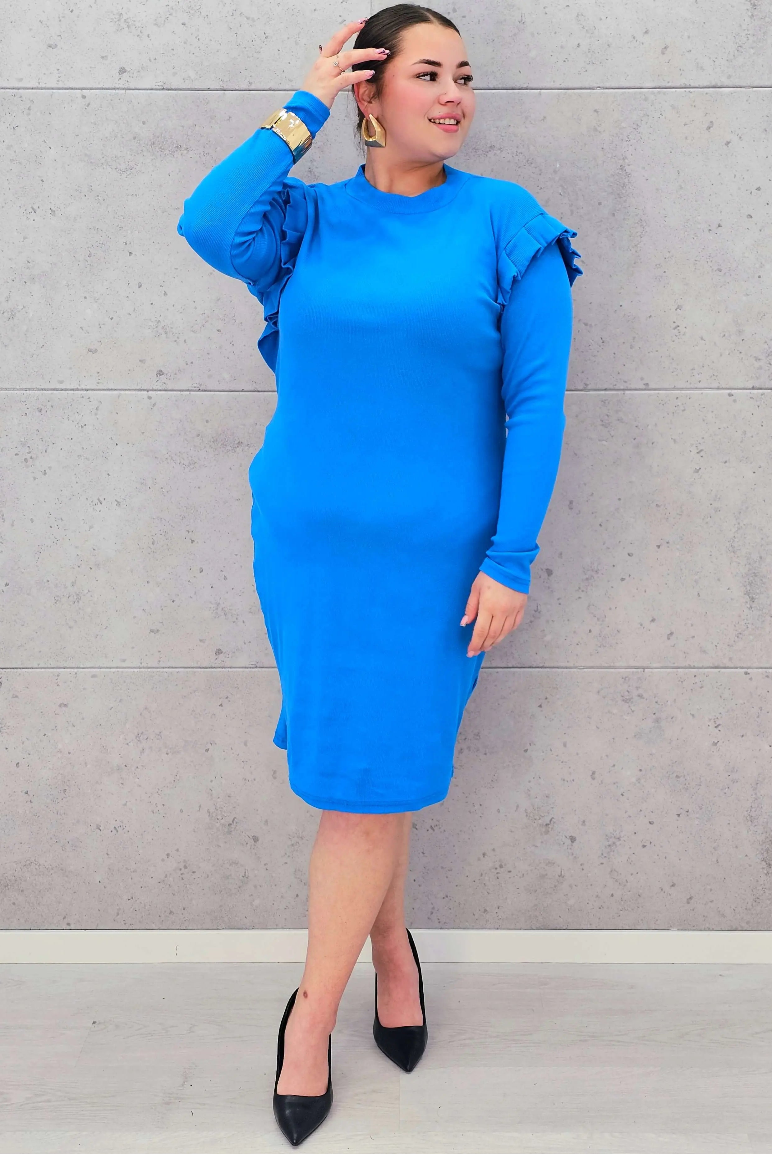 Sukienka Plus size z długim rękawem prążkowana Stylowa XL