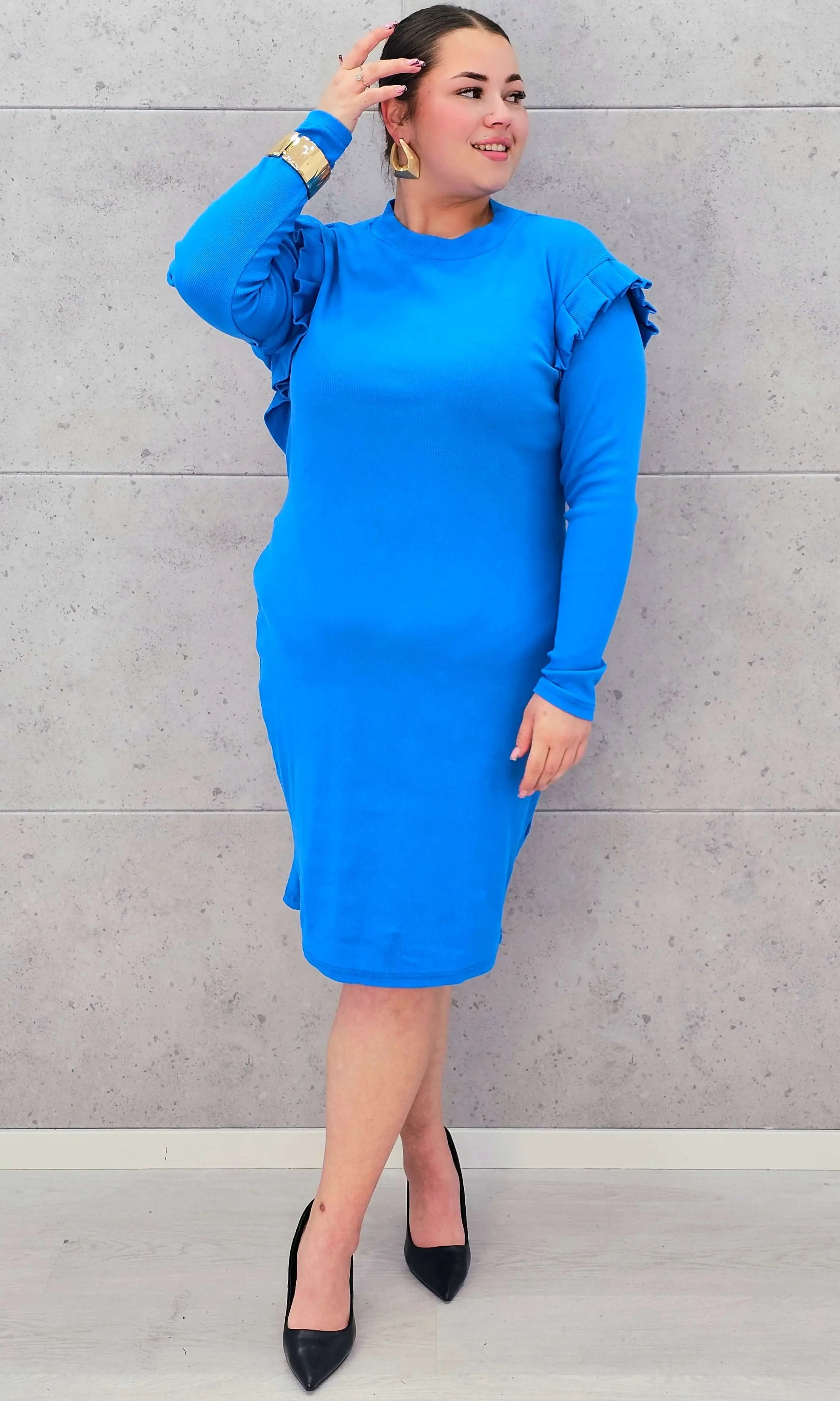 Sukienka Plus size z długim rękawem prążkowana Stylowa XL