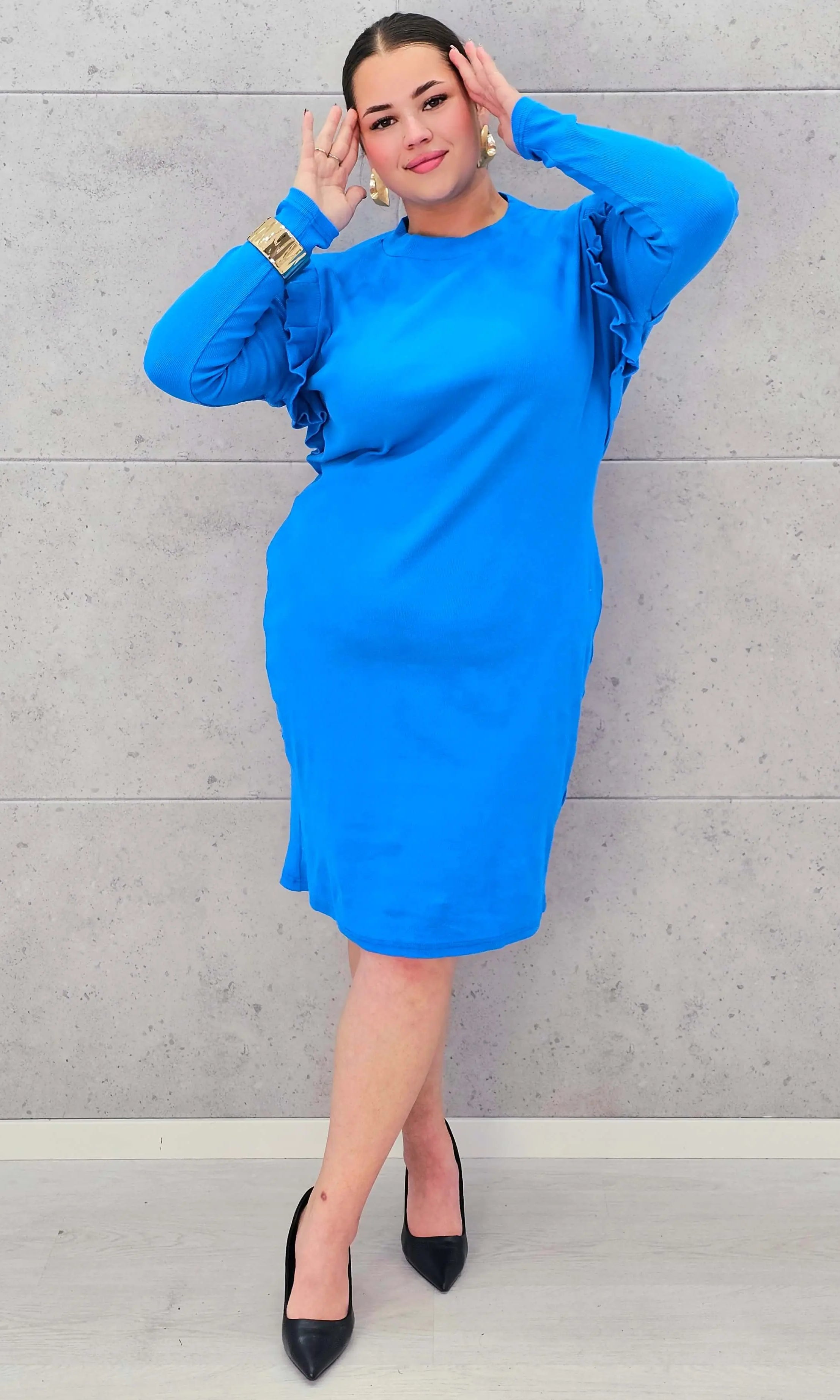 Sukienka Plus size z długim rękawem prążkowana Stylowa XL