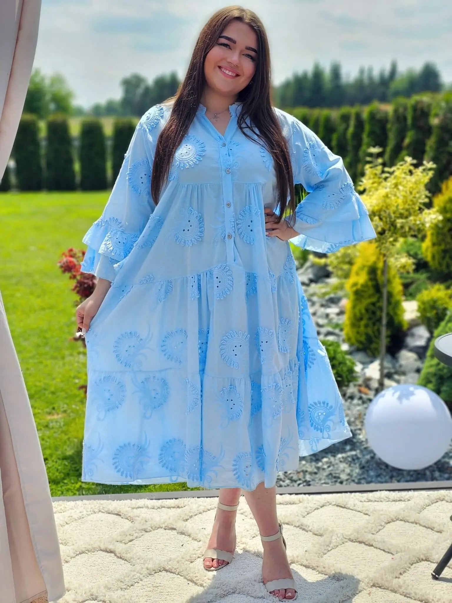 Sukienka bawełniana z haftem Stylowa XL