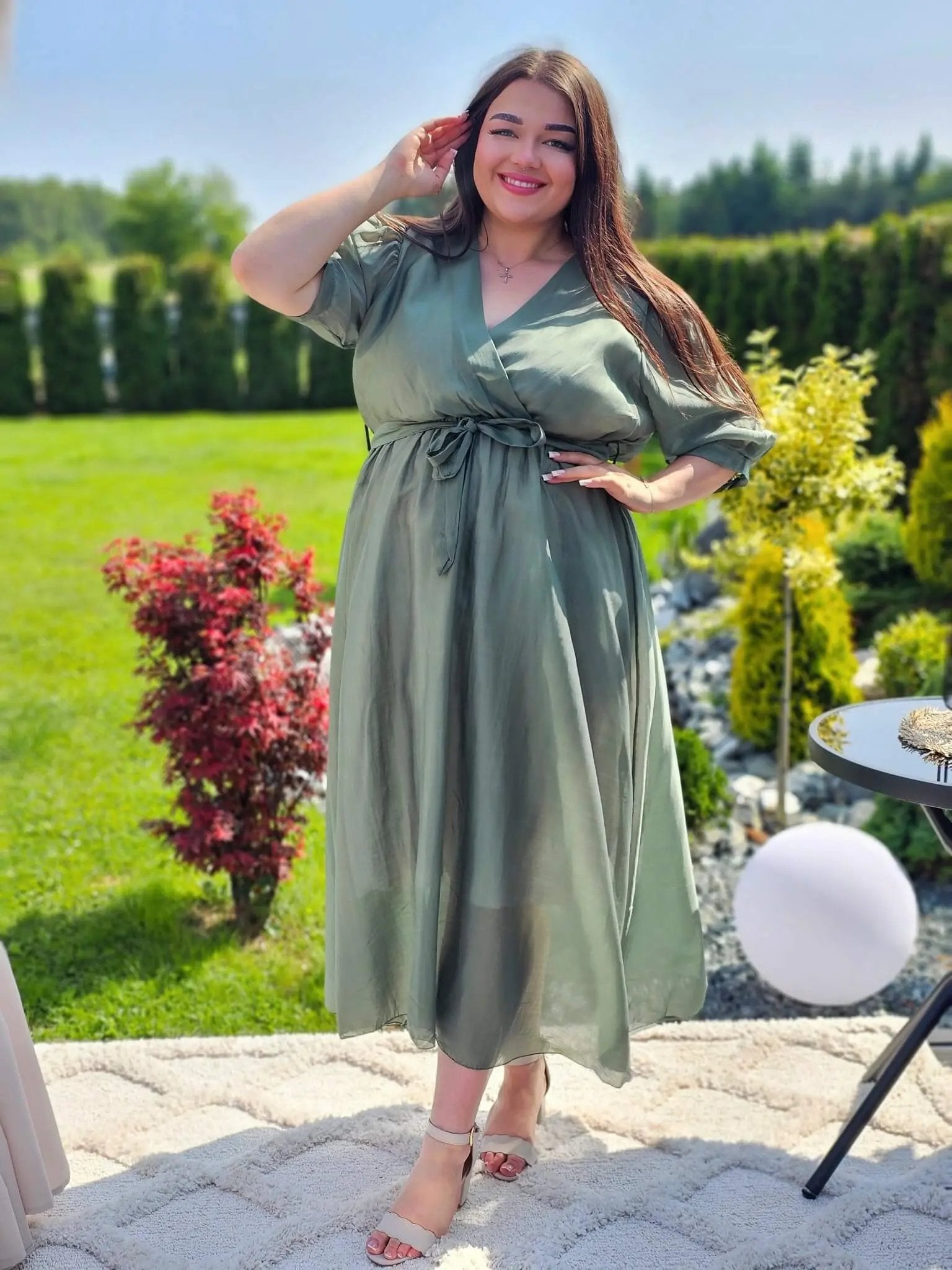 Sukienka bawełniana z kopertowym dekoltem Stylowa XL