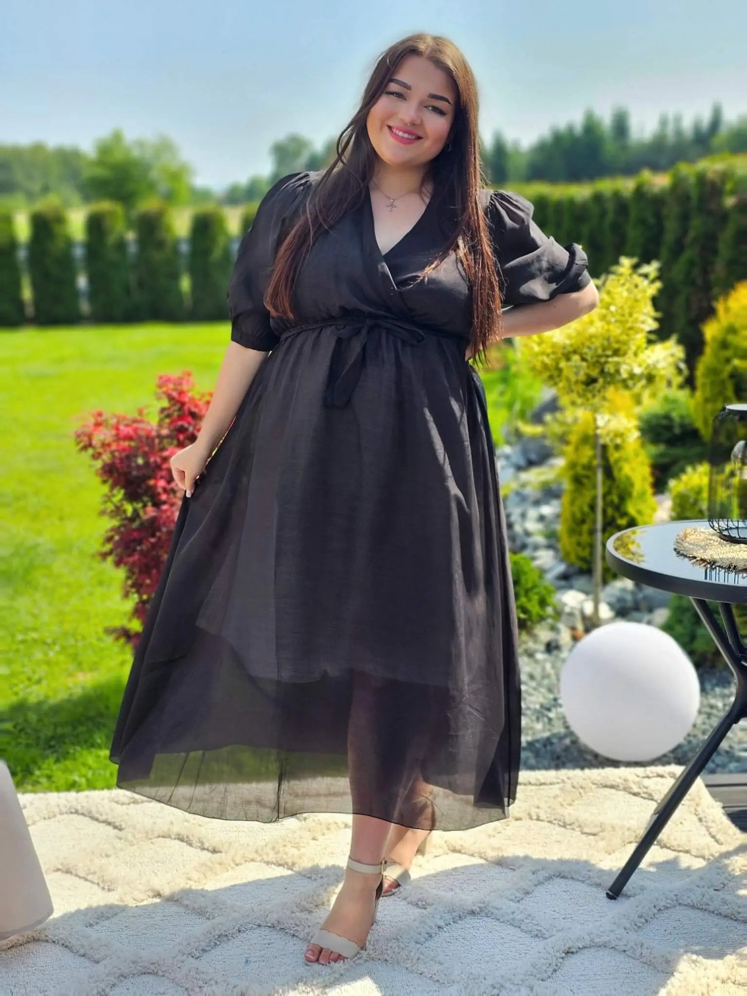 Sukienka bawełniana z kopertowym dekoltem Stylowa XL