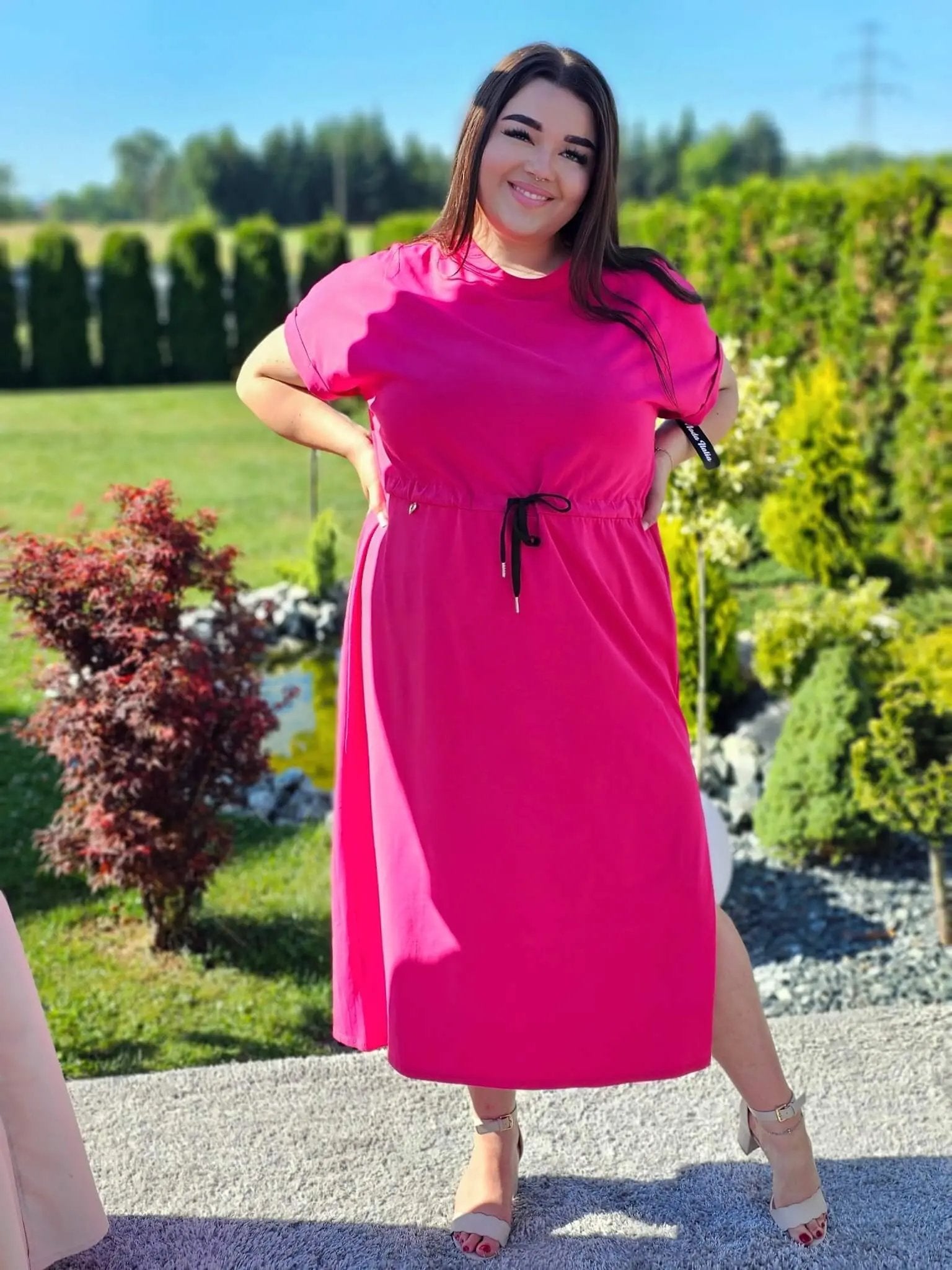 Sukienka bawełniana z troczkiem Stylowa XL