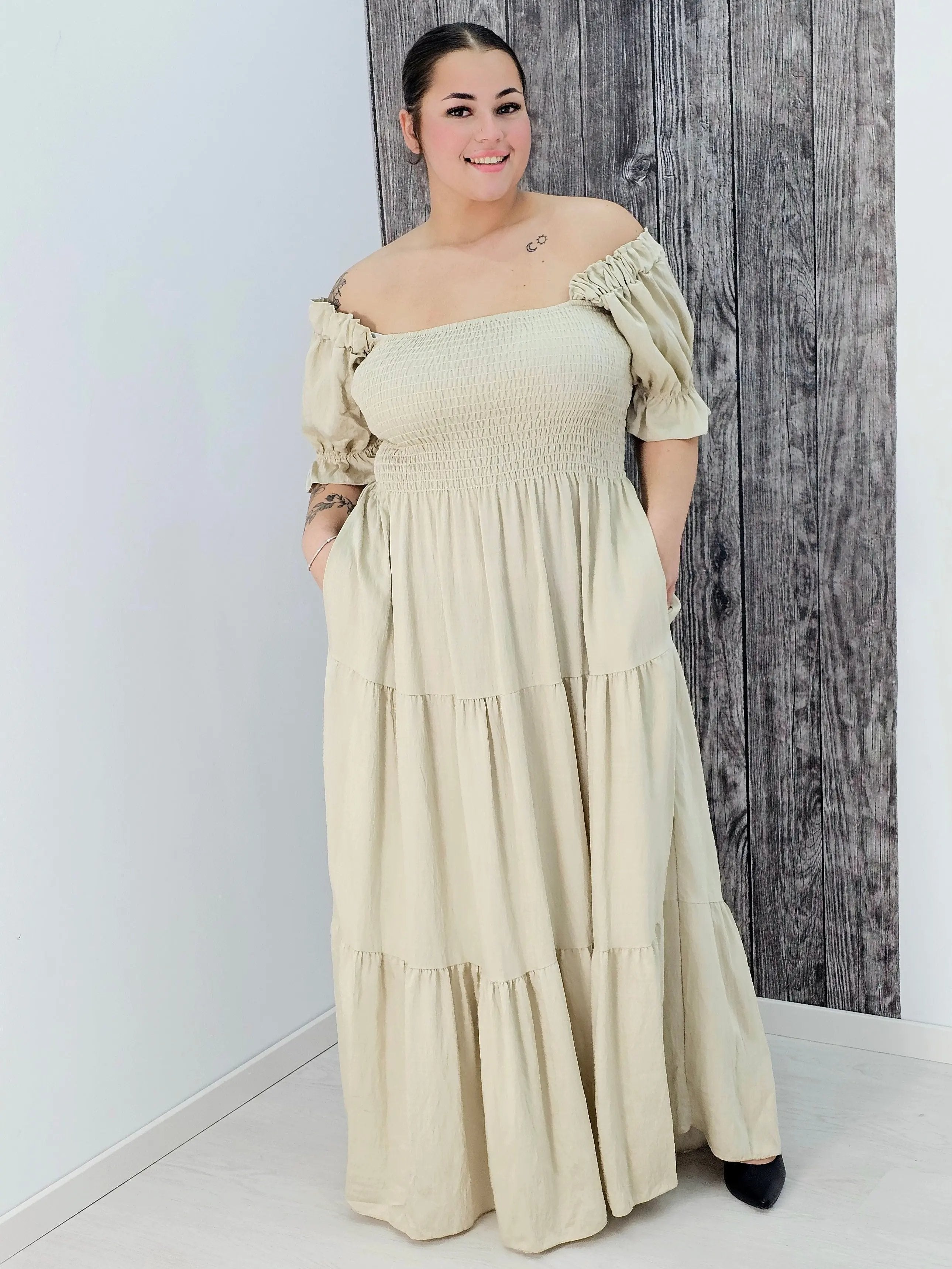 Sukienka boho maxi z falbanami Stylowa XL