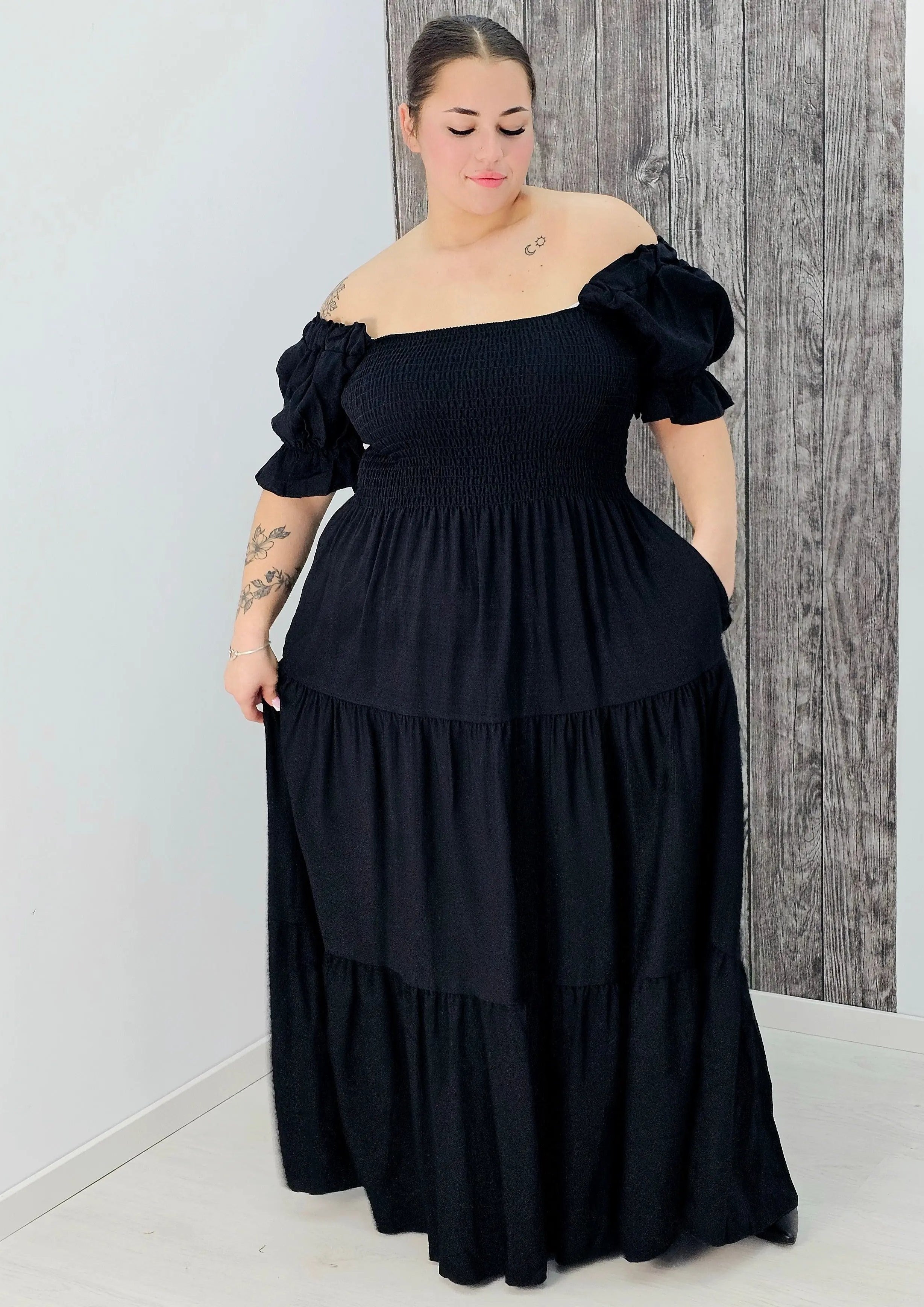 Sukienka boho maxi z falbanami Stylowa XL