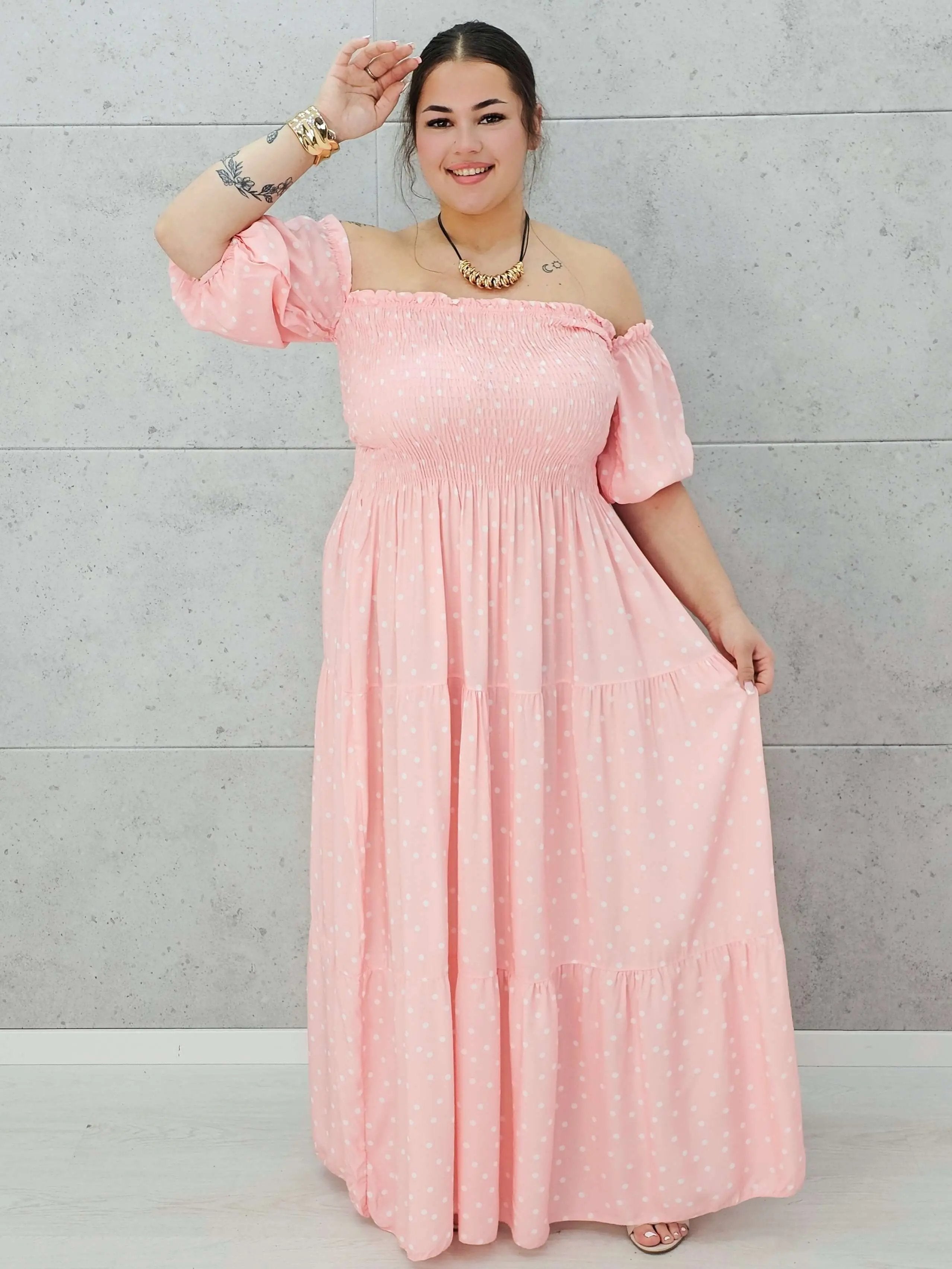 Sukienka długa w kropki Stylowa XL