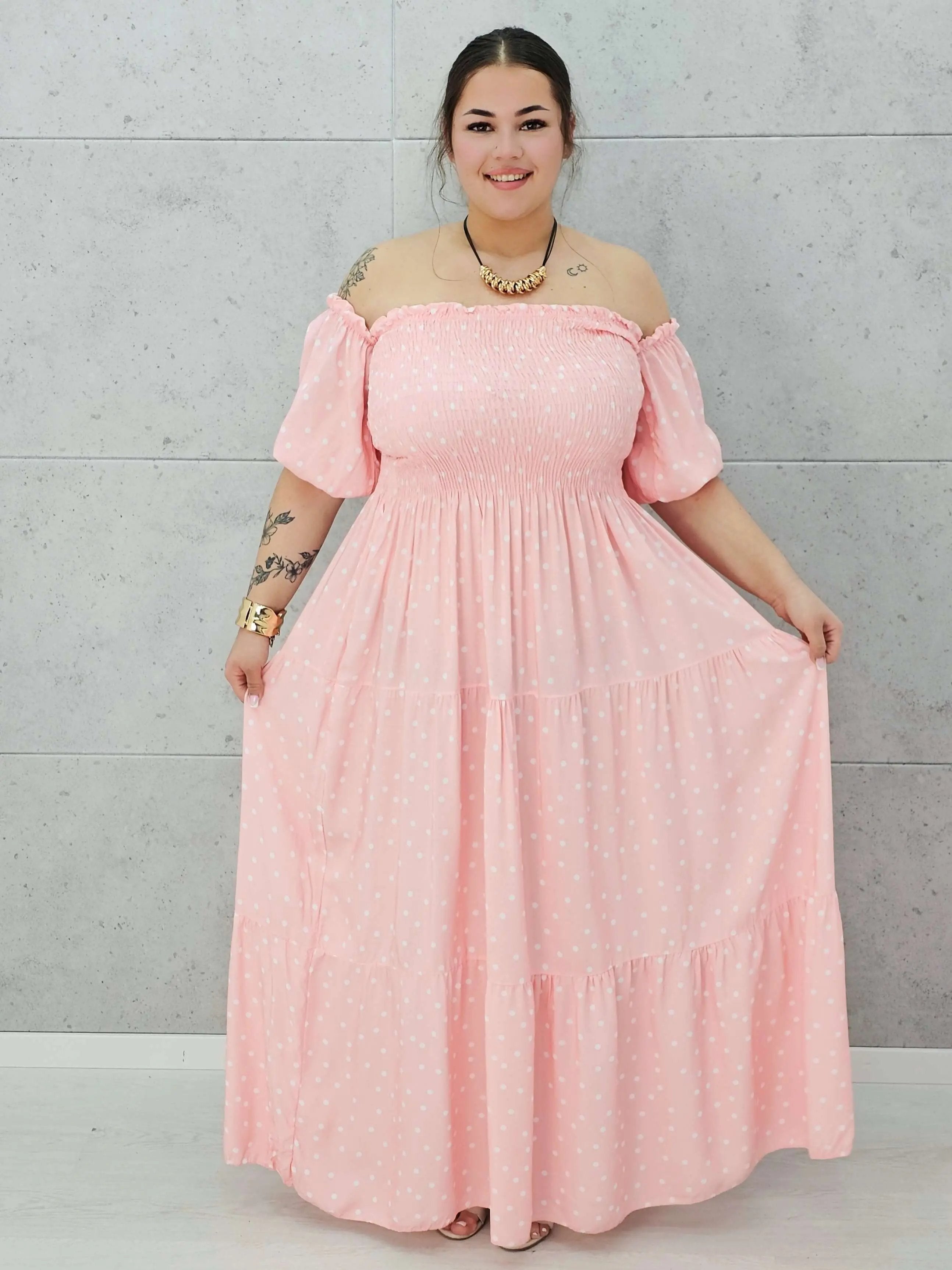 Sukienka długa w kropki Stylowa XL